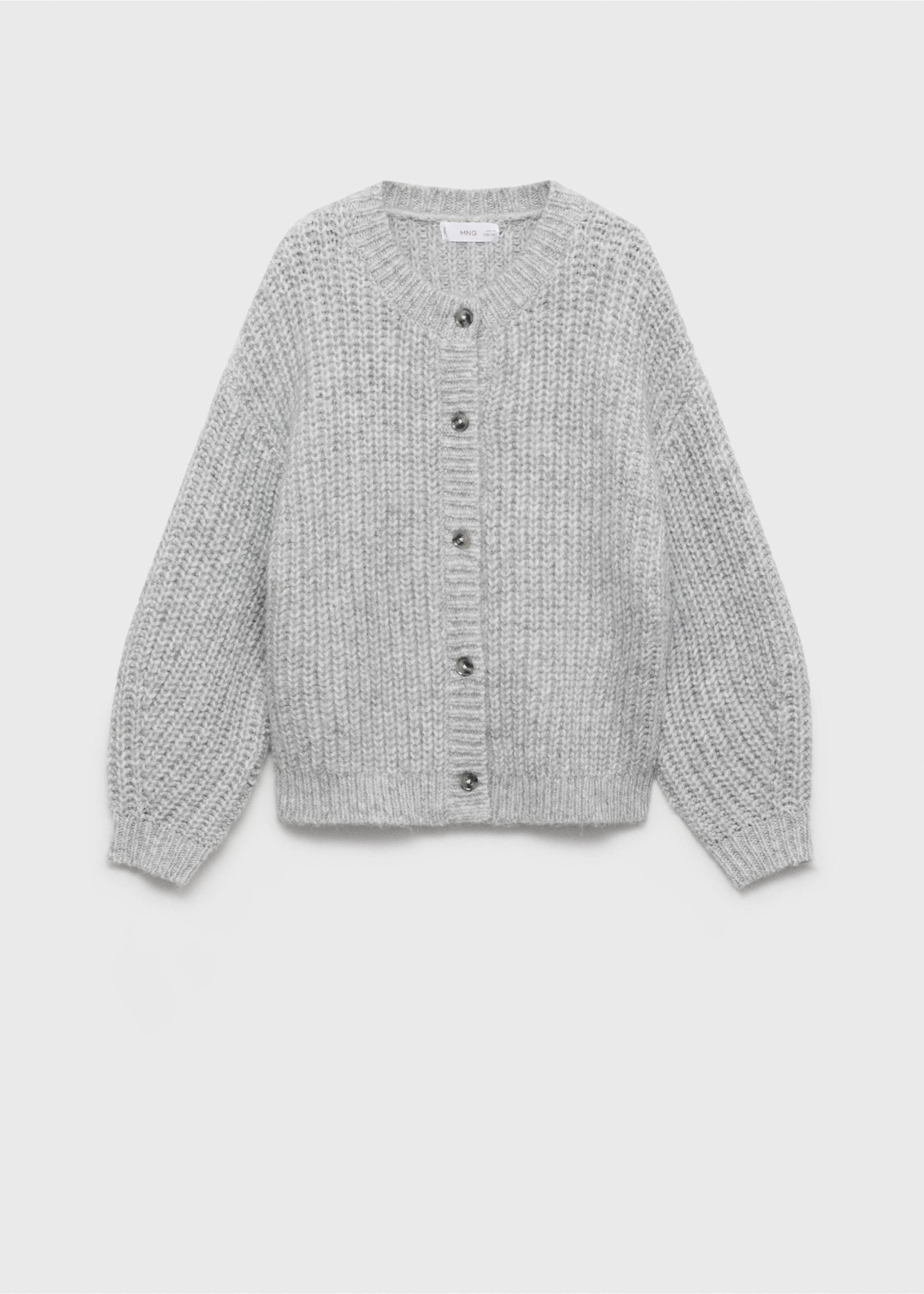 Ribbed knitted cardigan with buttons - Article without model, Medium Heather Grey. Ref: 87080638-00.