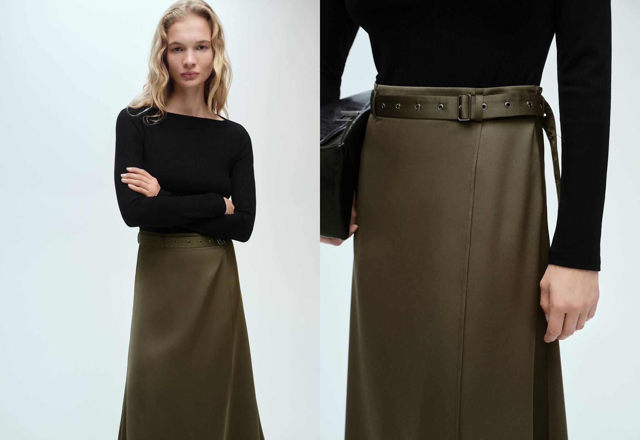 Combined woven dress with belt - Panoramic plane