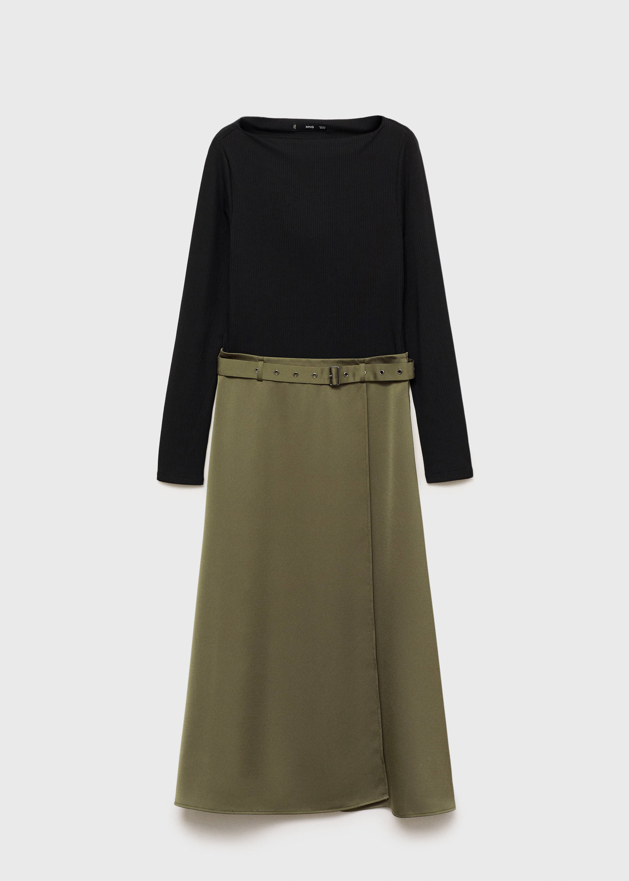 Combined woven dress with belt - Article without model