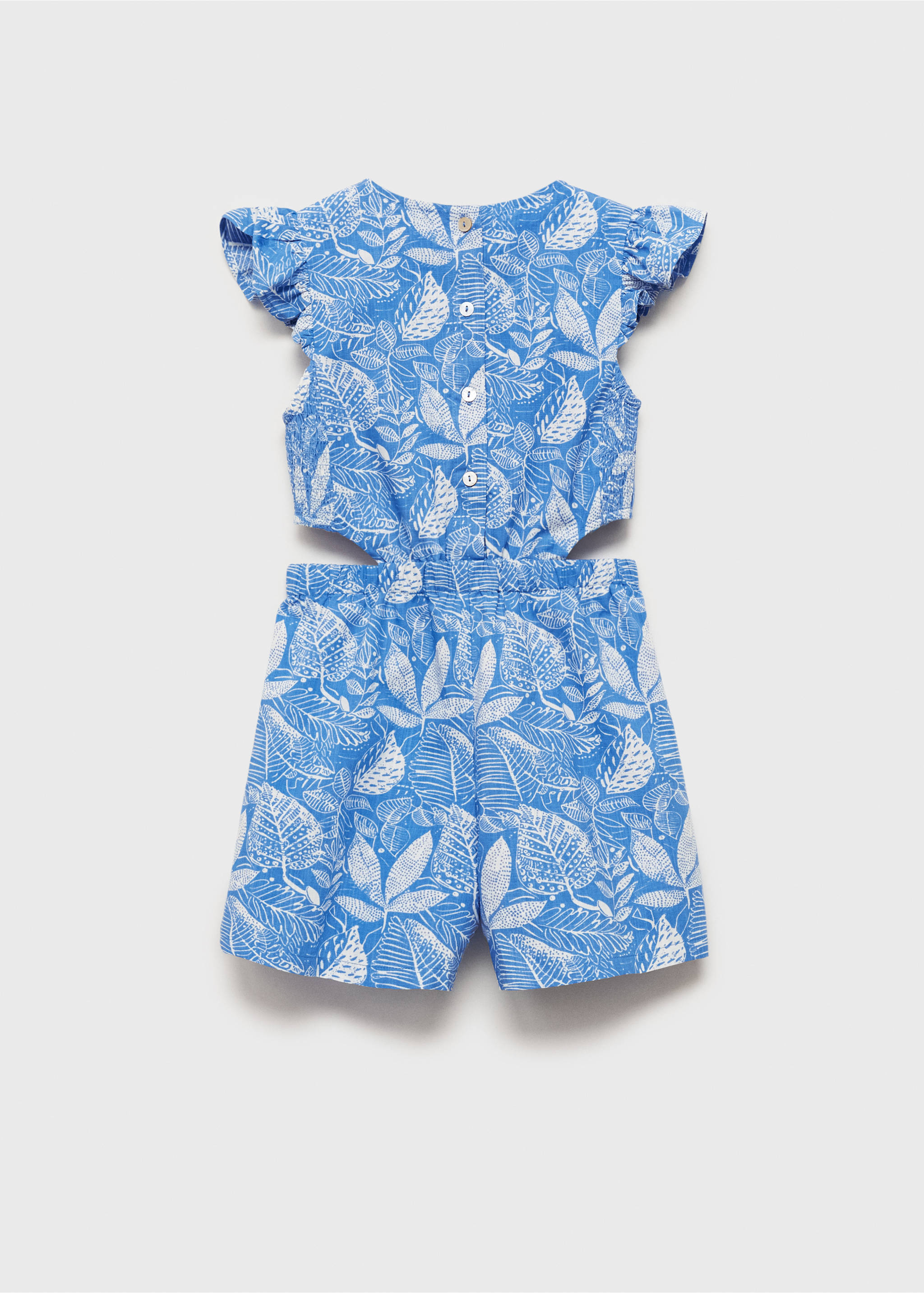 Printed jumpsuit with openings - Reverse of the article, Blue. Ref: 87080641-00.