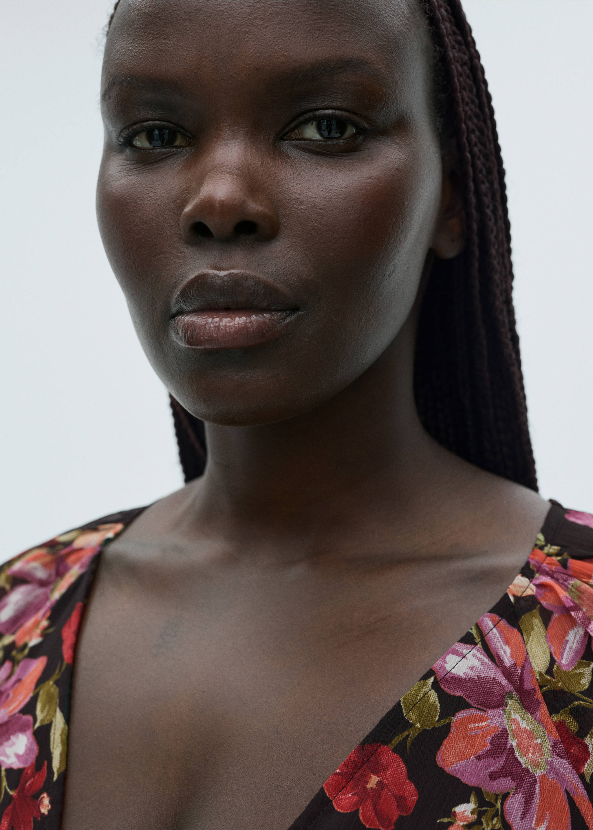 Floral puff-sleeve dress - Details of the article 4, Black. Ref: 87080642-00.