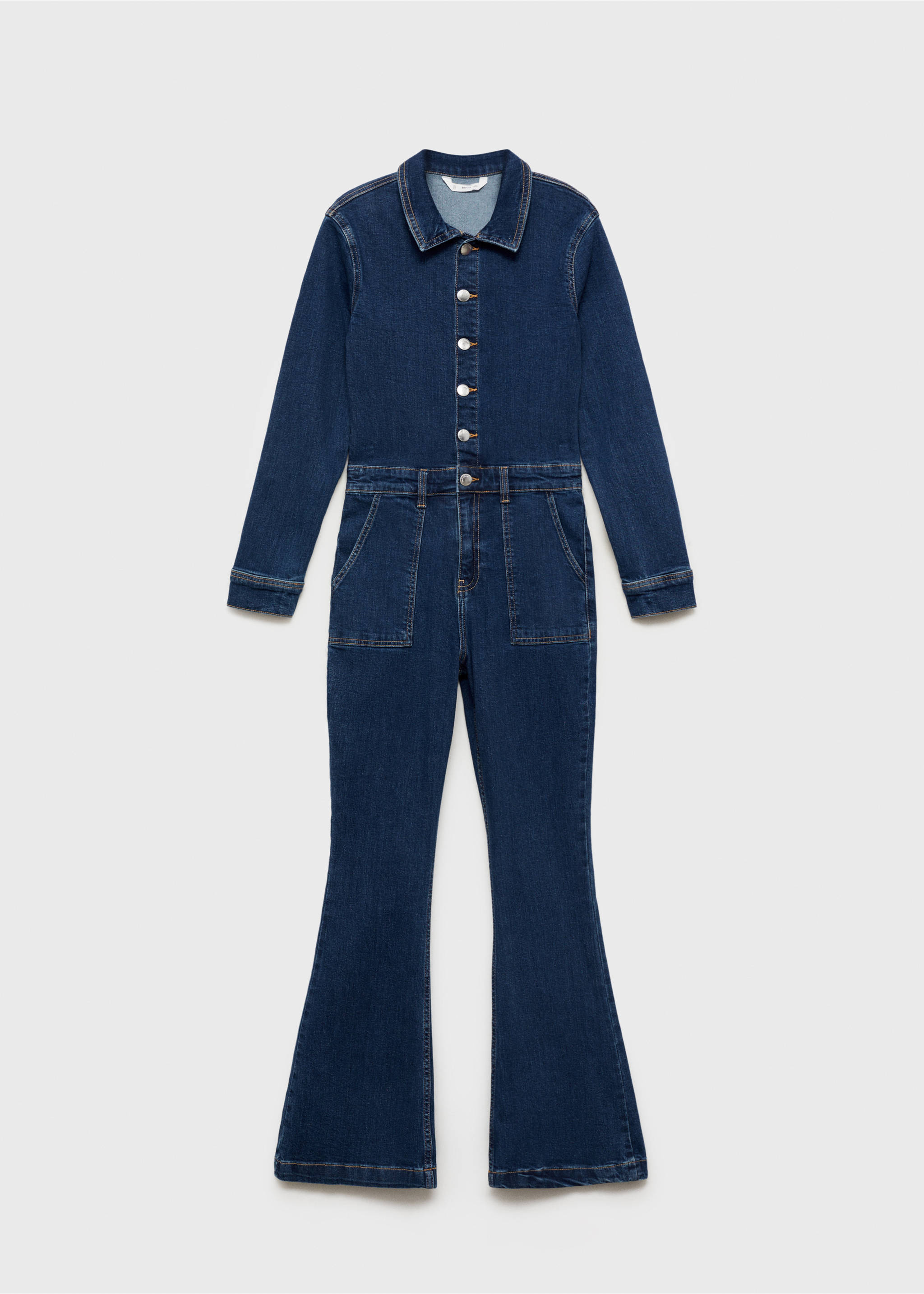 Ausgestellter Jeansoverall - Artikel ohne Model, Mittelblau. Ref: 87081046-00.