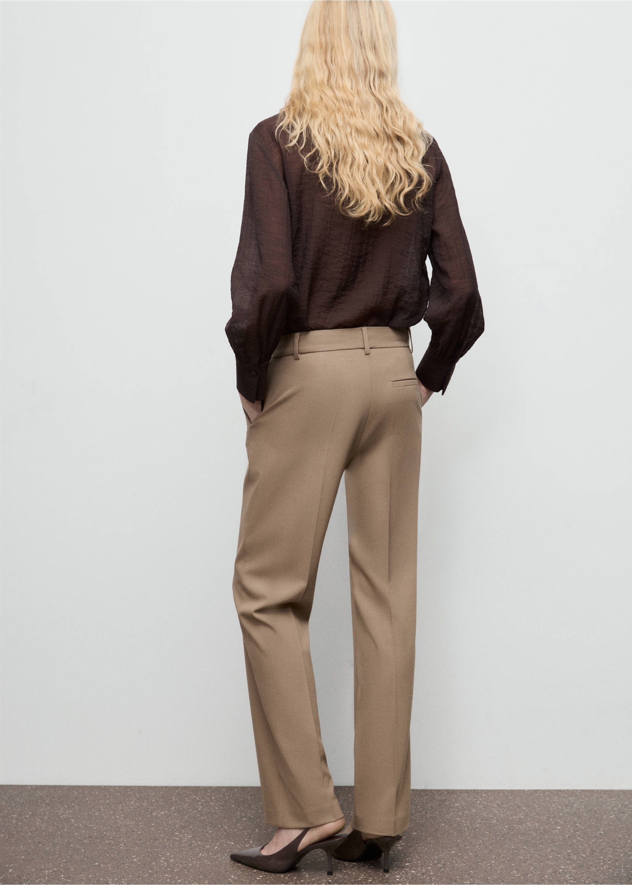 Straight mid-rise trousers - Reverse of the article, Medium Brown. Ref: 87081511-00.