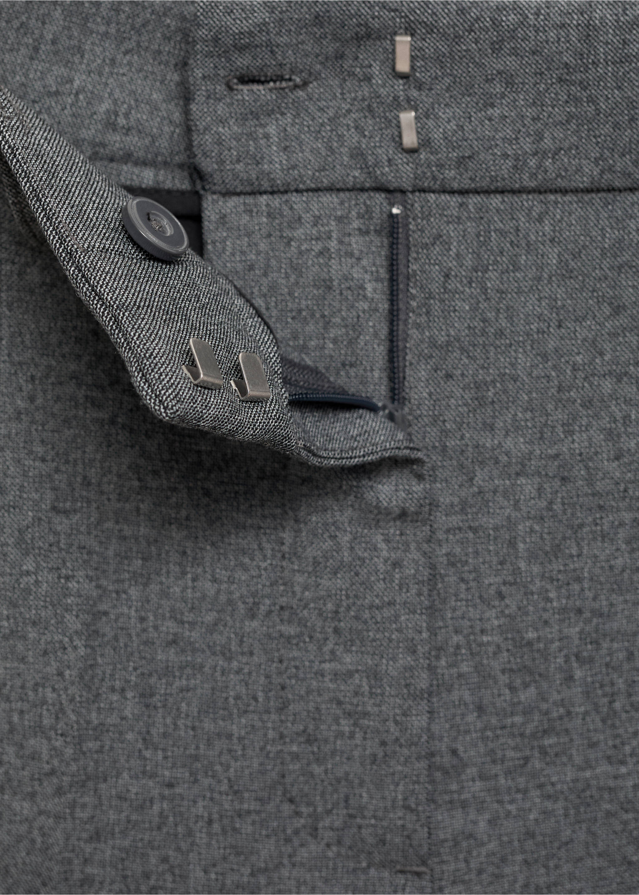 Straight mid-rise pants - Details of the article 8, Grey. Ref: 87081511-00.