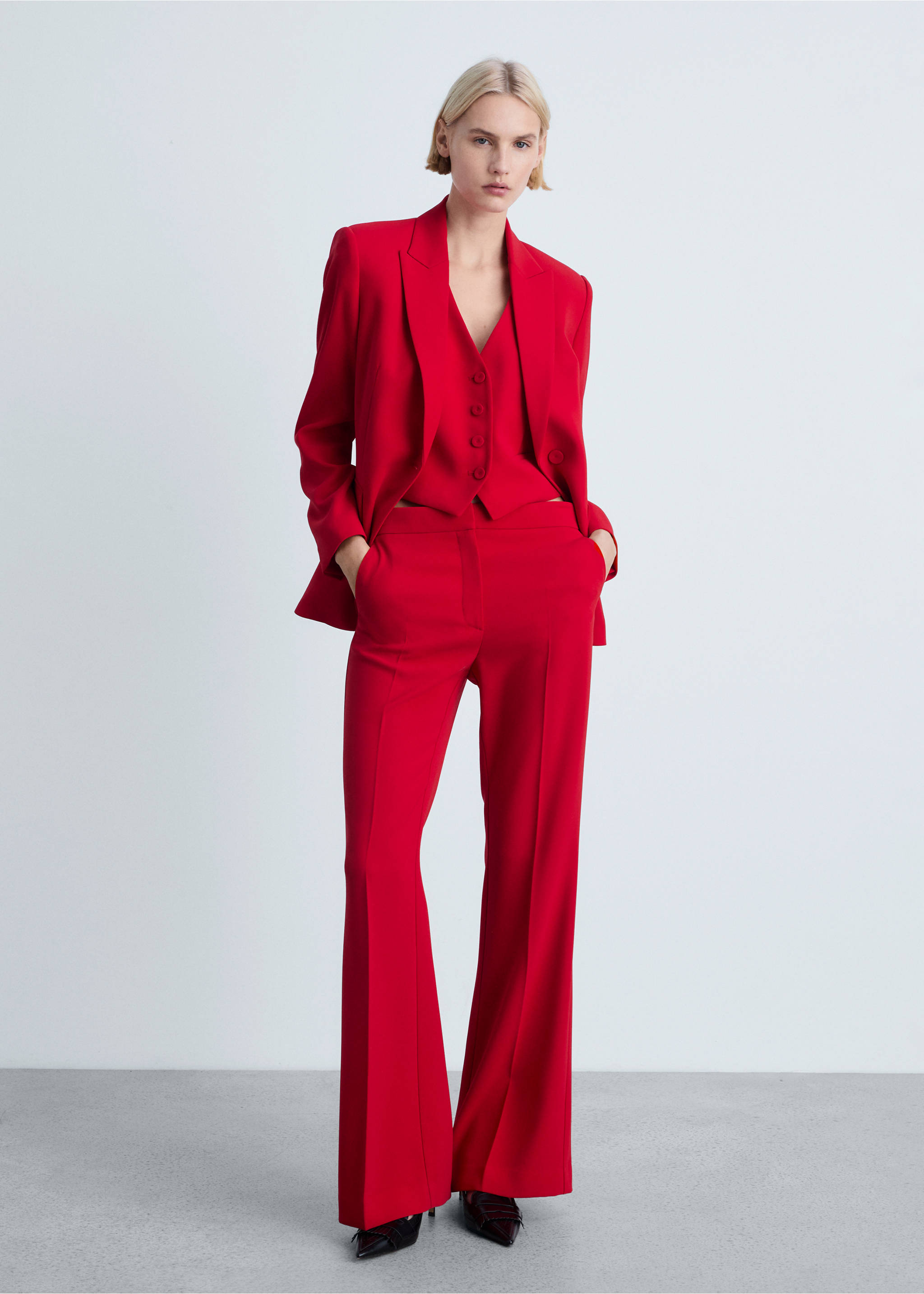 Wide leg suit trousers - General plane, Red. Ref: 87081518-00.