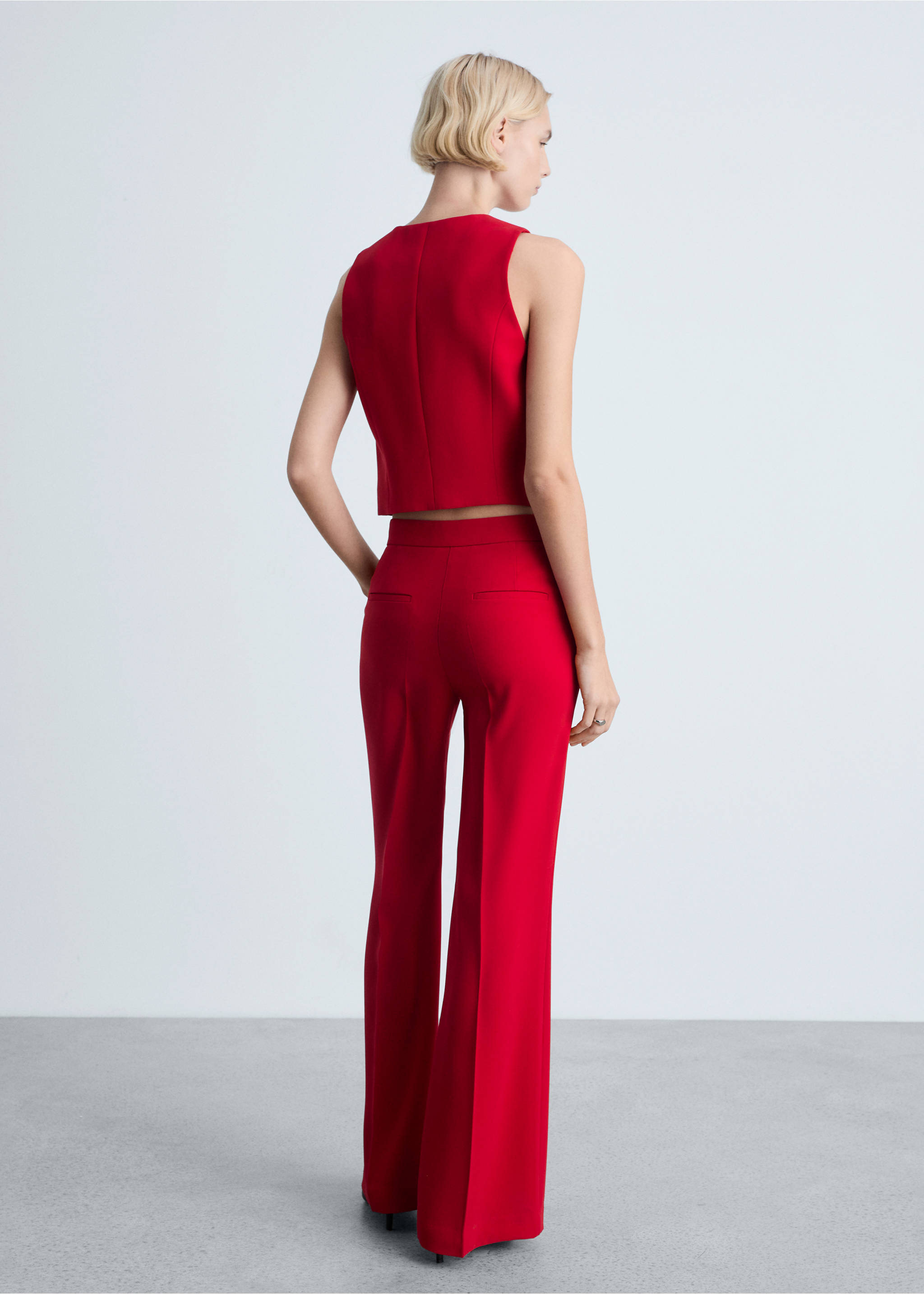 Wide leg suit trousers - Reverse of the article, Red. Ref: 87081518-00.