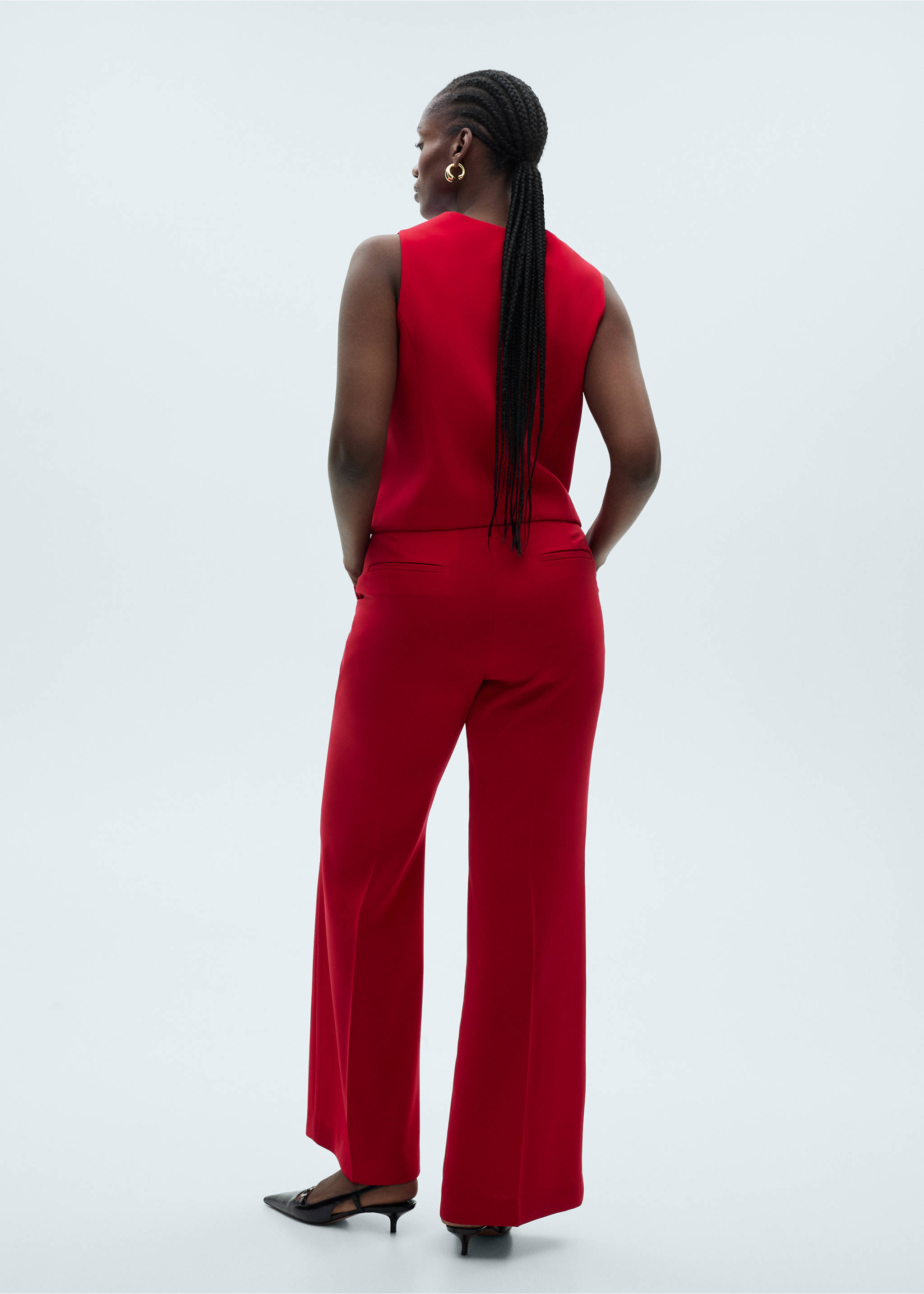Wide leg suit trousers - Details of the article 4, Red. Ref: 87081518-00.