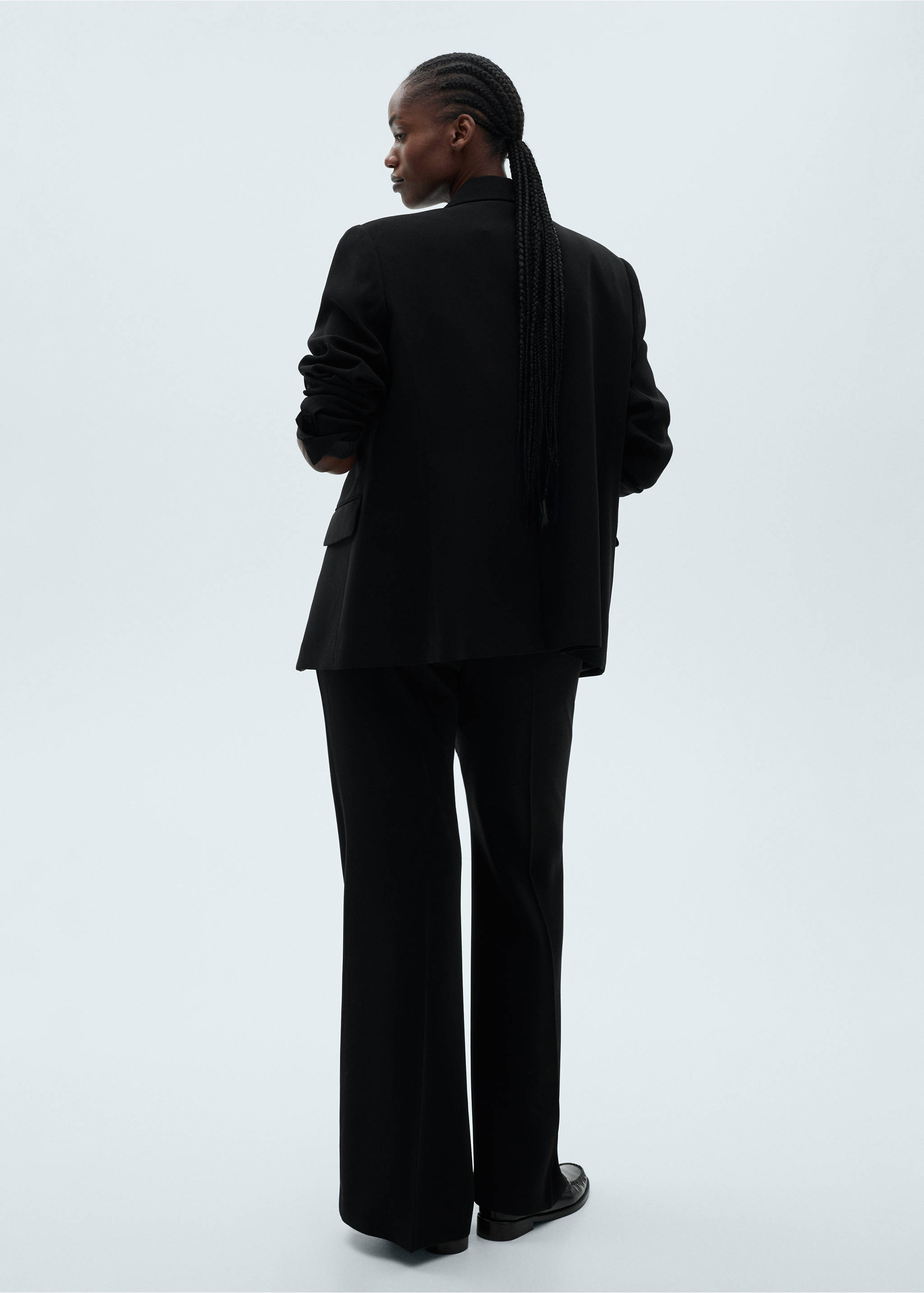 Wide leg suit trousers - Details of the article 4, Black. Ref: 87081518-00.