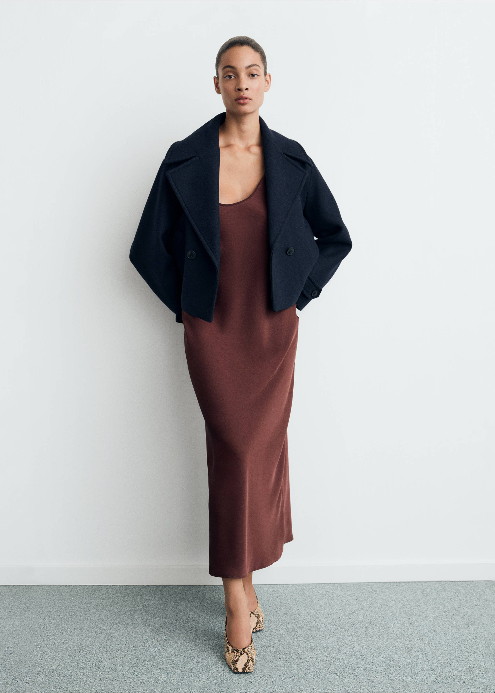 Wool-blend jacket with maxi lapels - General plane, Dark Navy. Ref: 87081521-00.