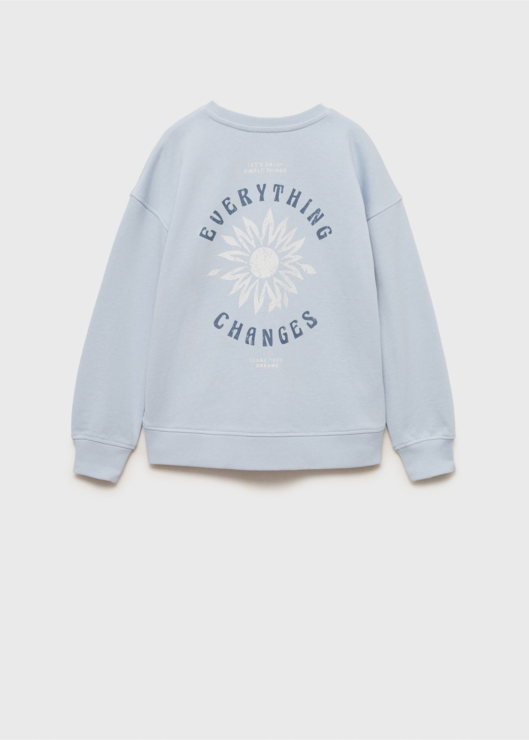 Sudadera mensaje estampado - Reverso del artículo, Azul celeste. Ref: 87082024-00.