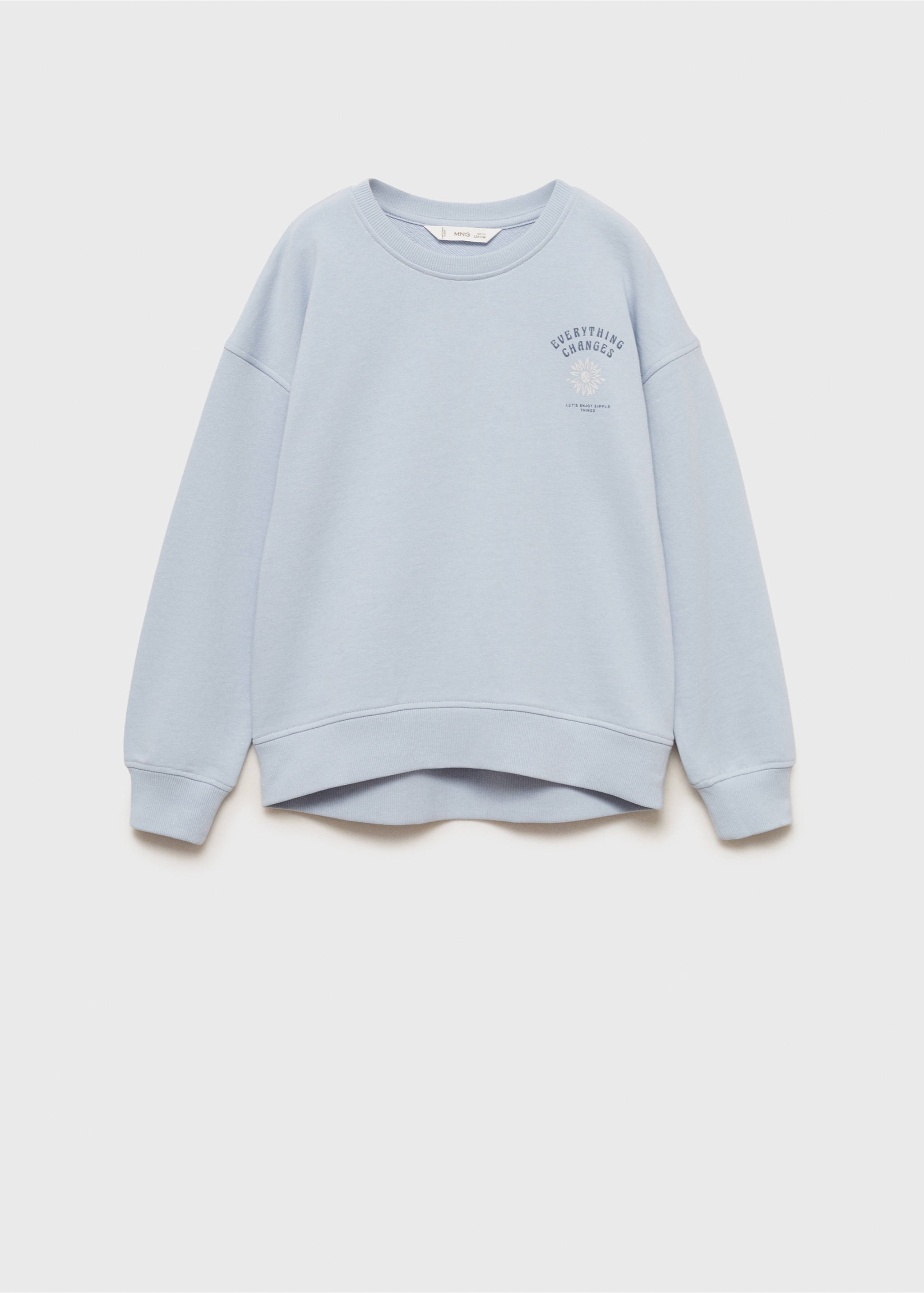 Printed message sweatshirt - Article without model, Sky Blue. Ref: 87082024-00.