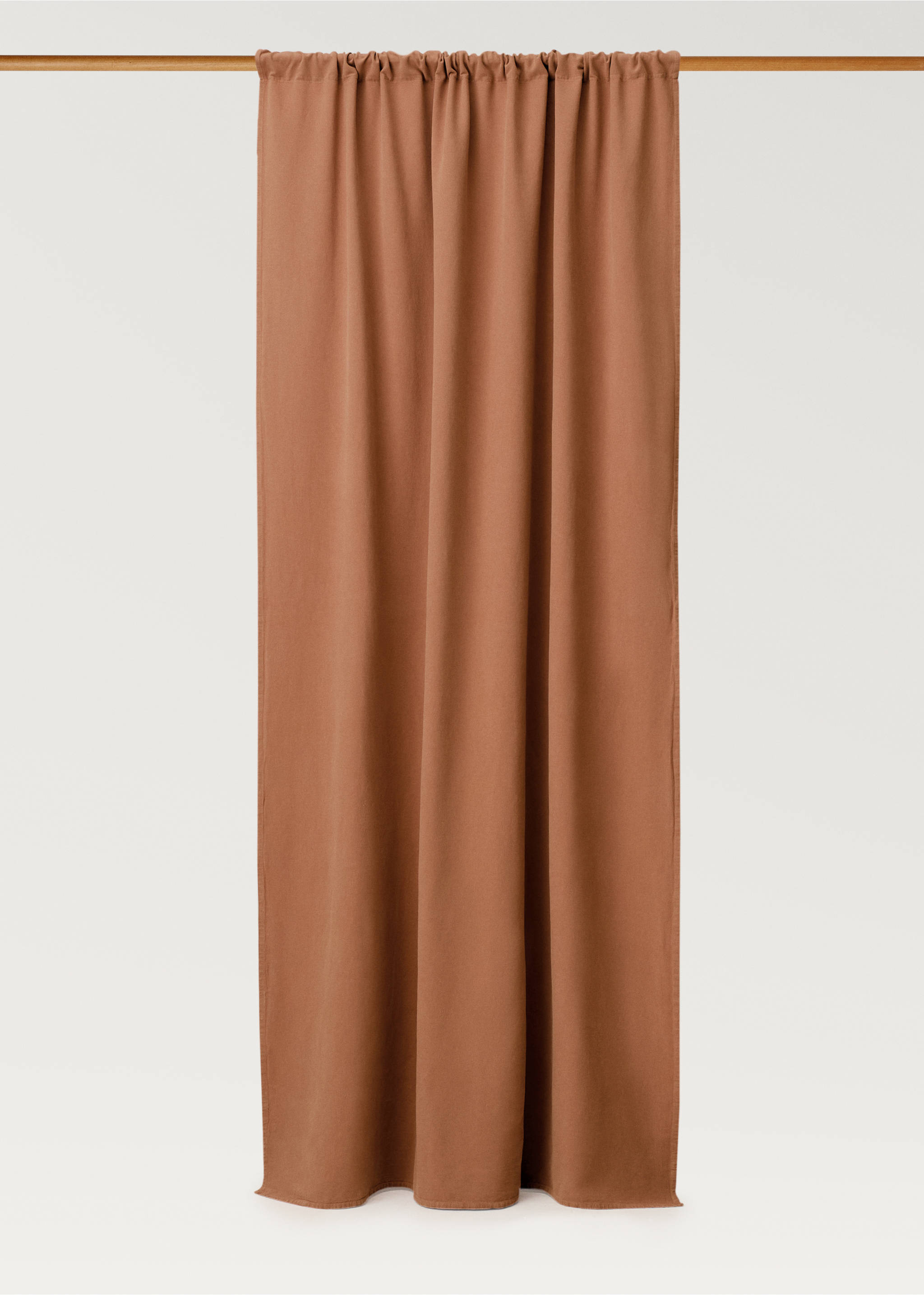 Washed-effect linen curtain - Article without model, Russet. Ref: 87082026-00.