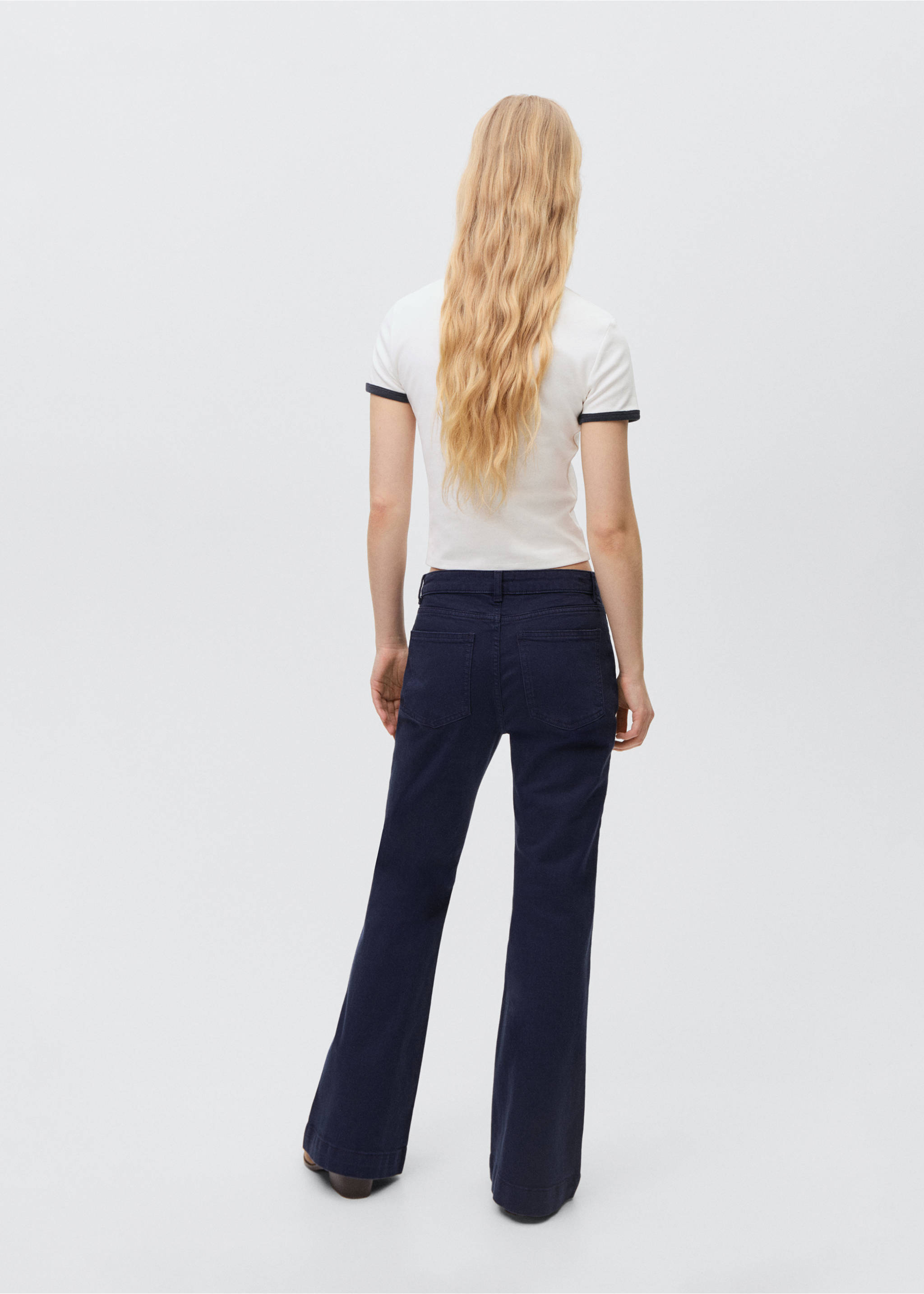 Flared-Jeans - Rückseite des Artikels, Dunkles Marineblau. Ref: 87082535-00.