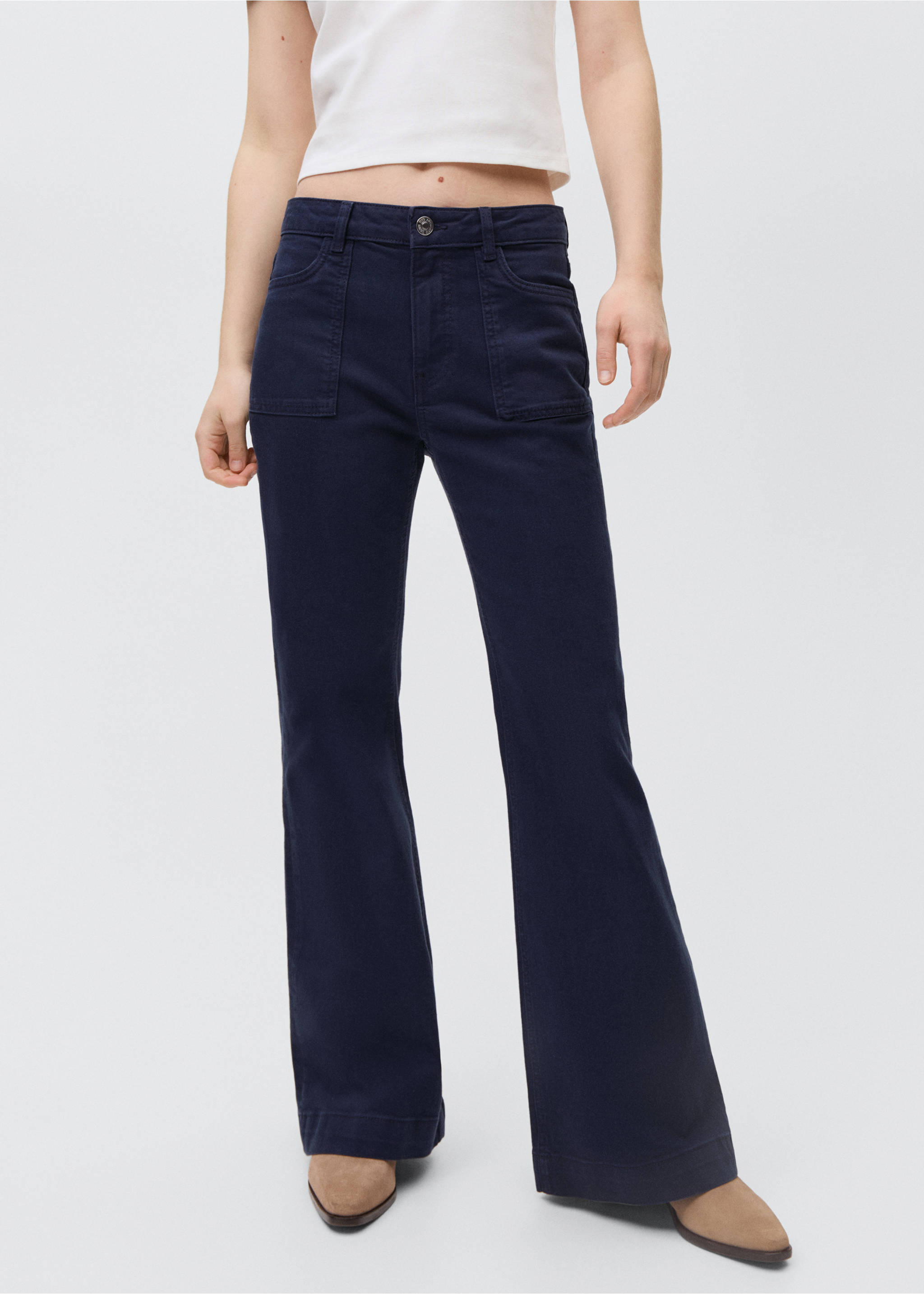 Flared-Jeans - Detail des Artikels 6, Dunkles Marineblau. Ref: 87082535-00.