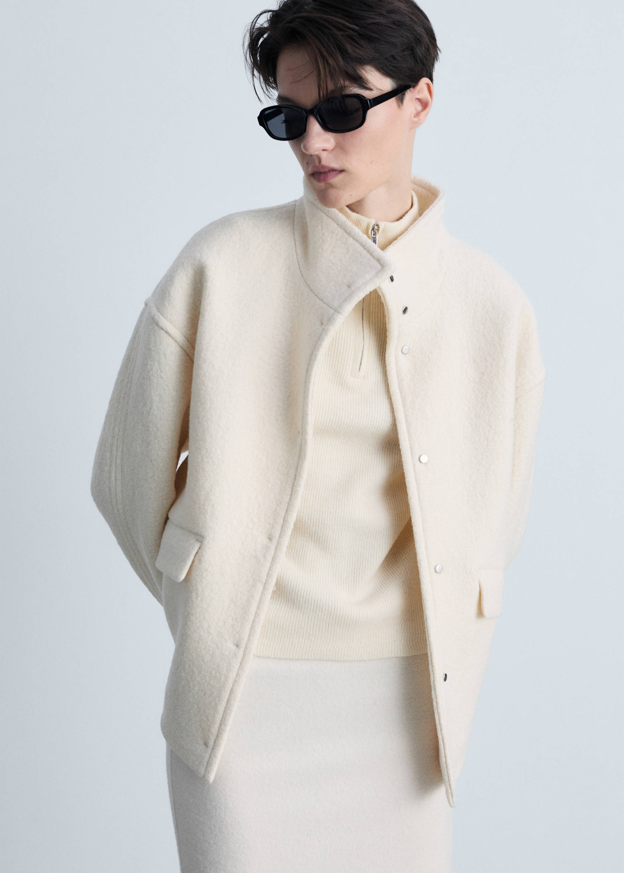 Turtleneck wool jacket - Medium plane