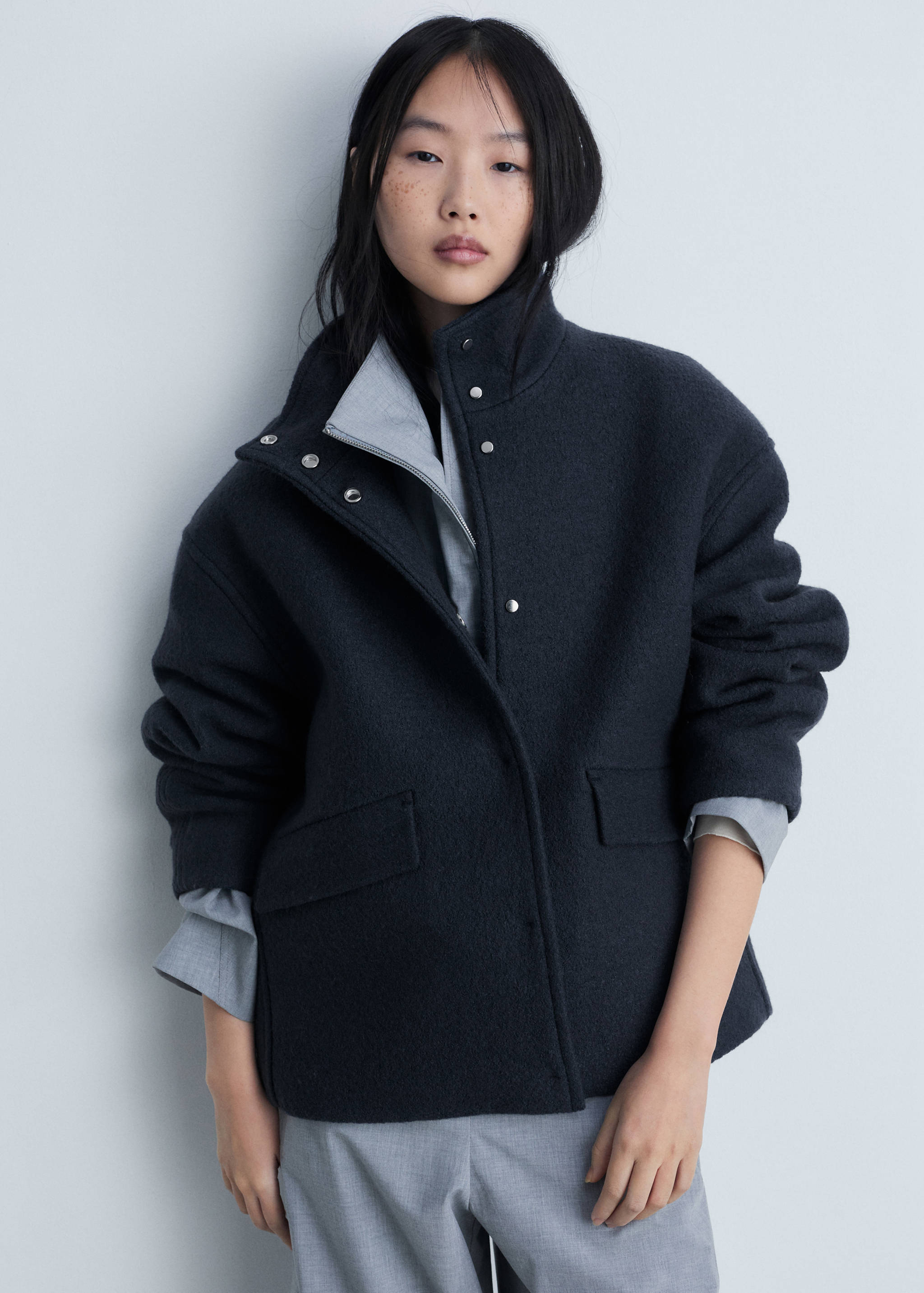 Turtleneck wool jacket - Medium plane