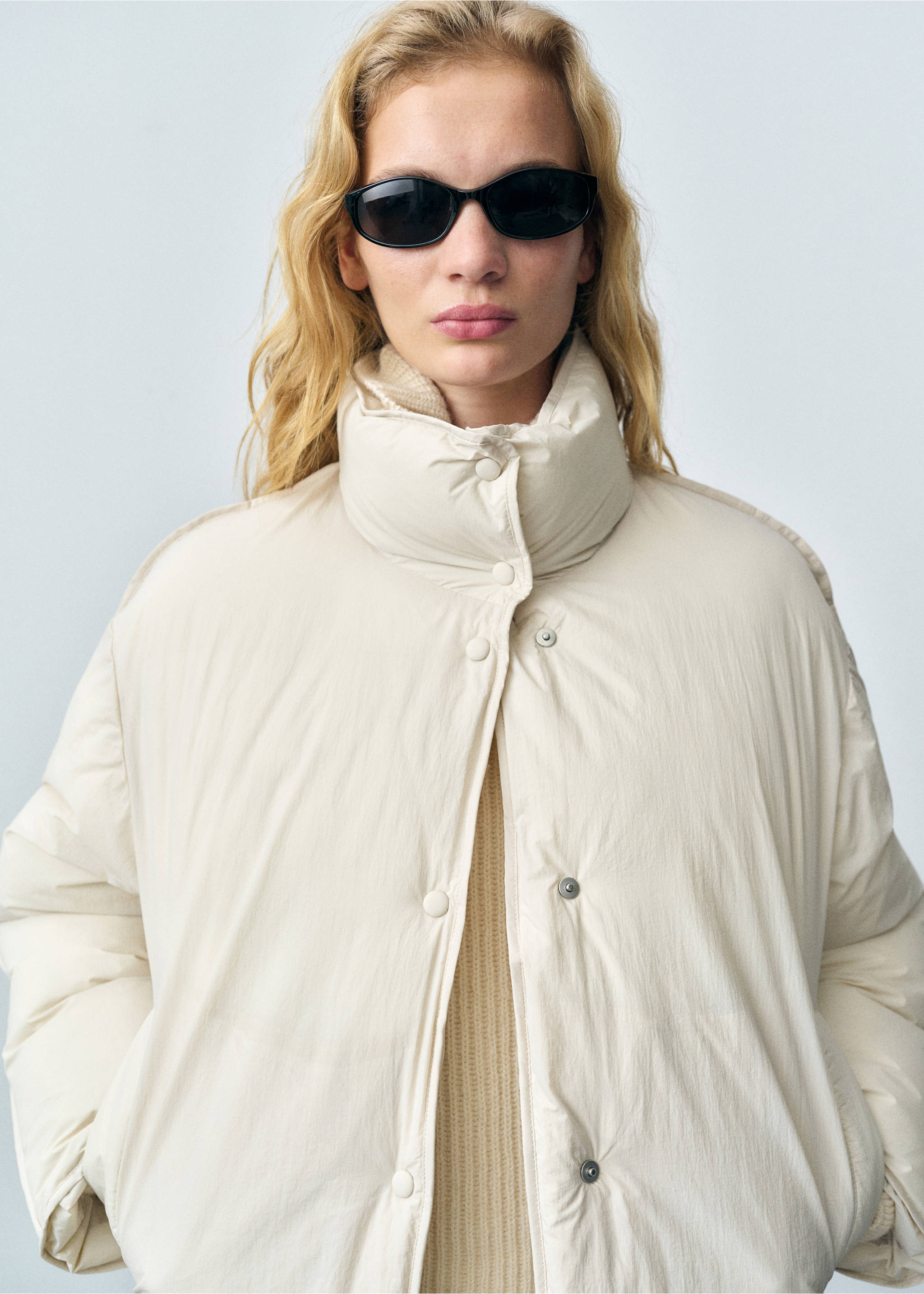 Anorak crop acolchado - Plano medio, Crudo. Ref: 87082540-00.