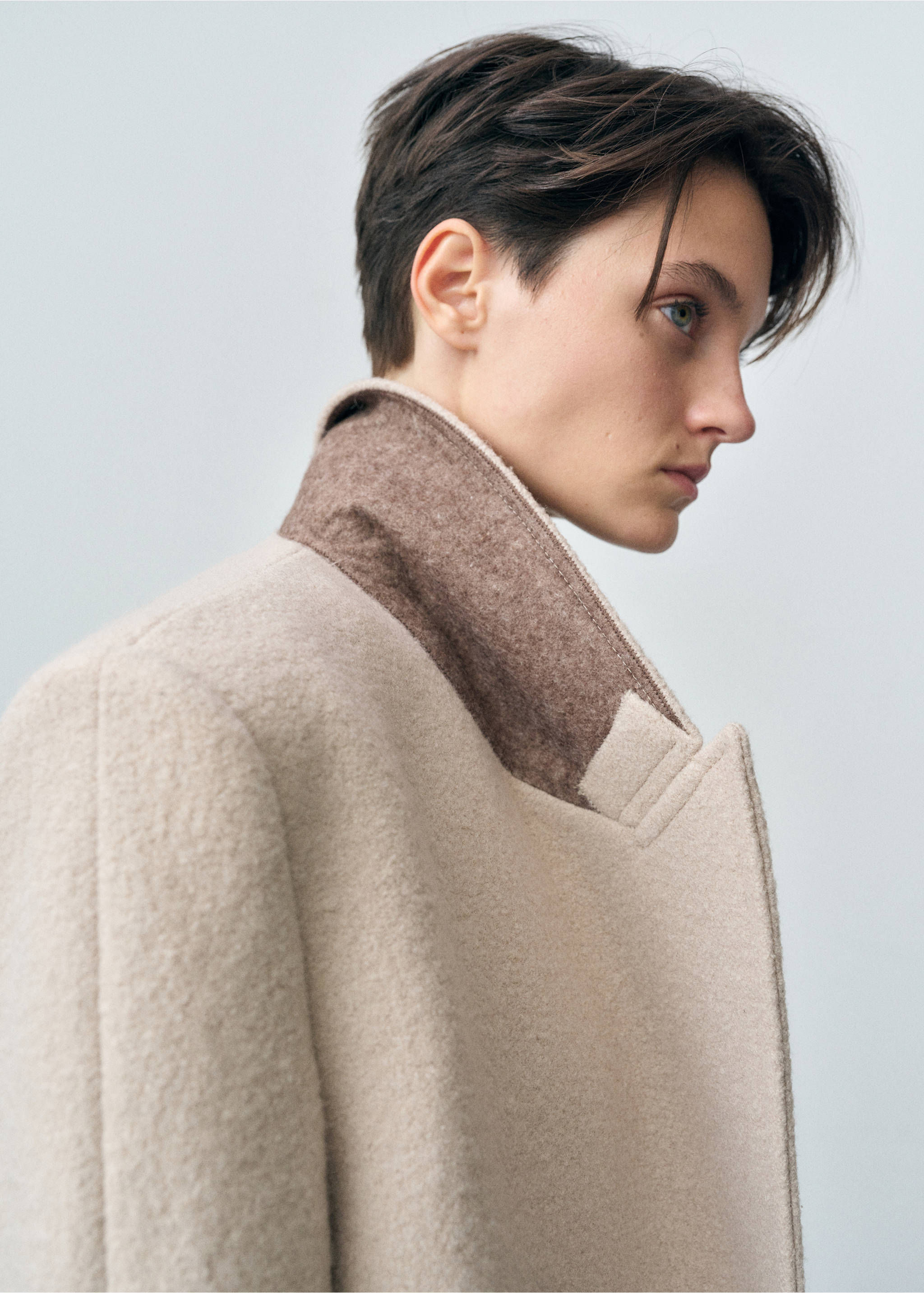 Structured virgin wool coat - Details of the article 1, Light/Pastel Grey. Ref: 87082544-00.