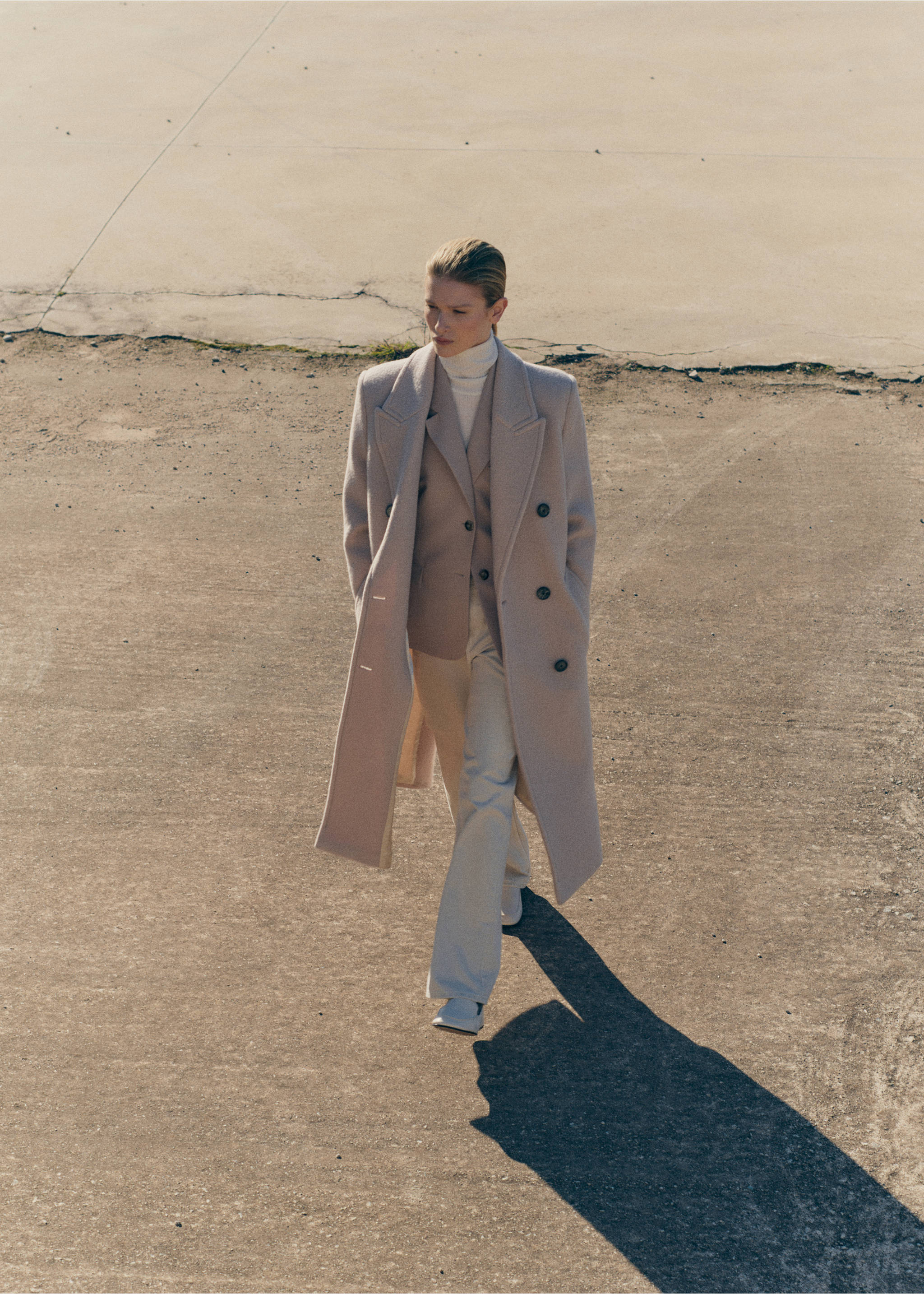 Structured virgin wool coat - Details of the article 9, Light/Pastel Grey. Ref: 87082544-00.