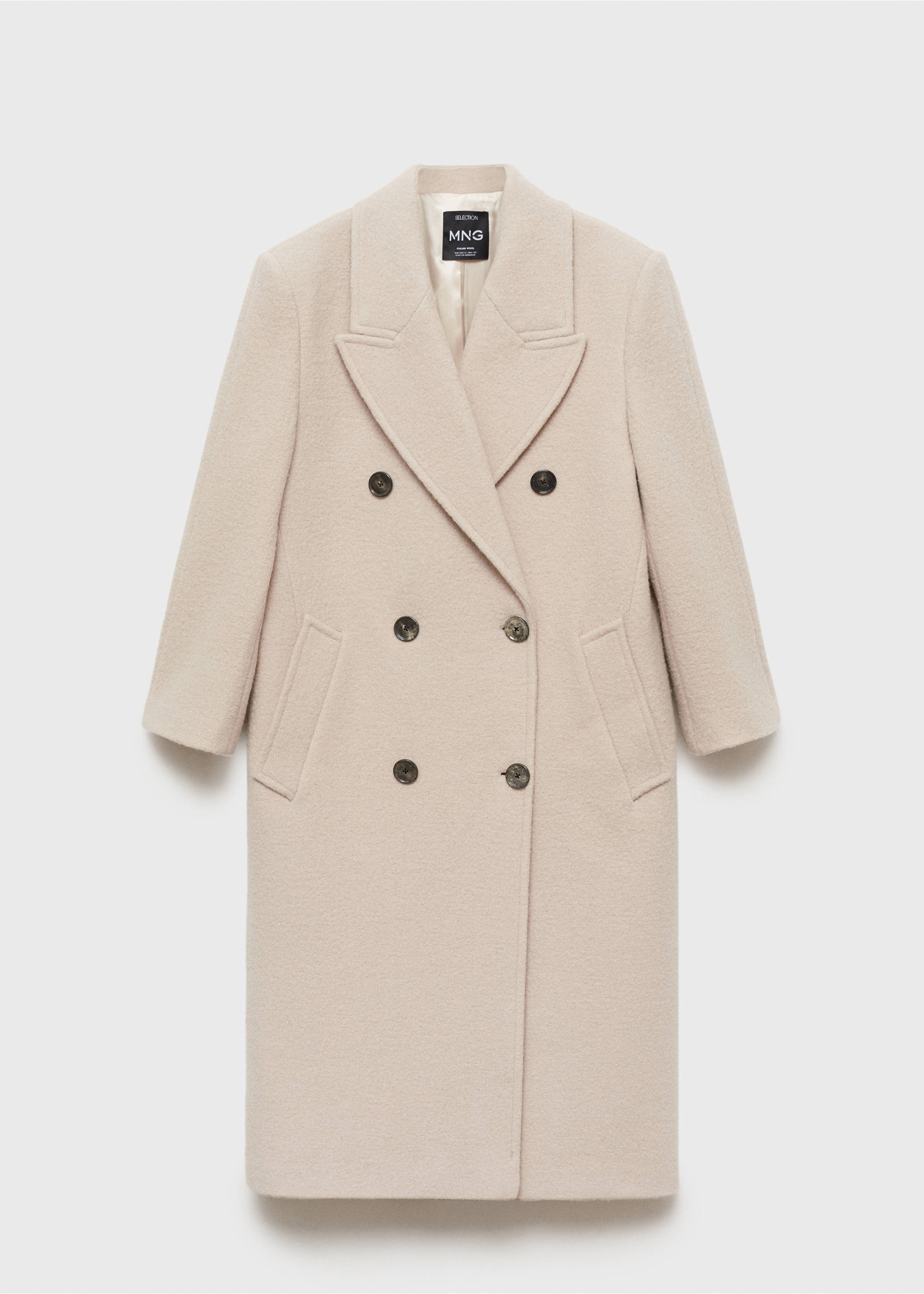 Structured virgin wool coat - Article without model, Light/Pastel Grey. Ref: 87082544-00.
