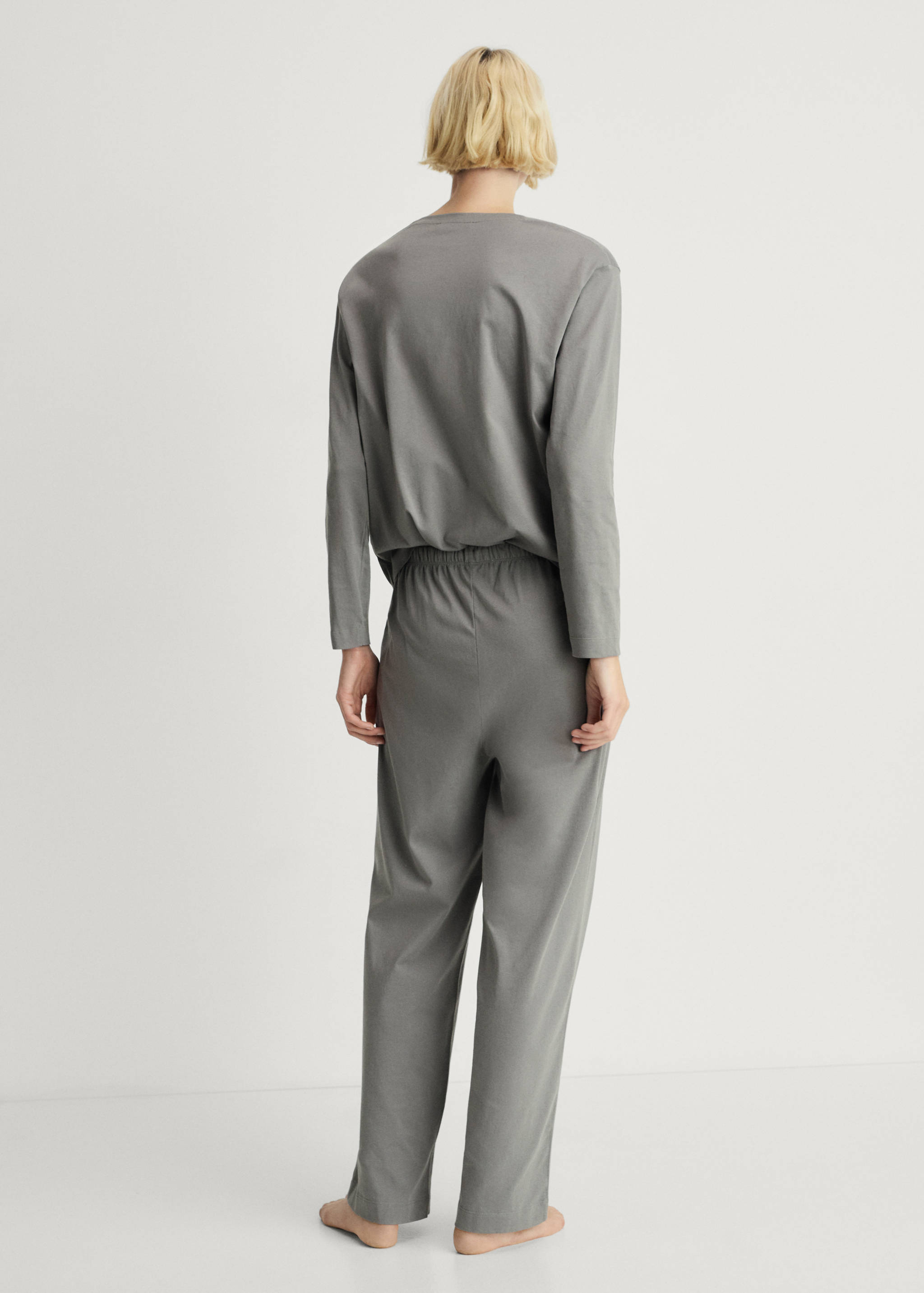 Two-piece plain cotton pajama set - Reverse of the article