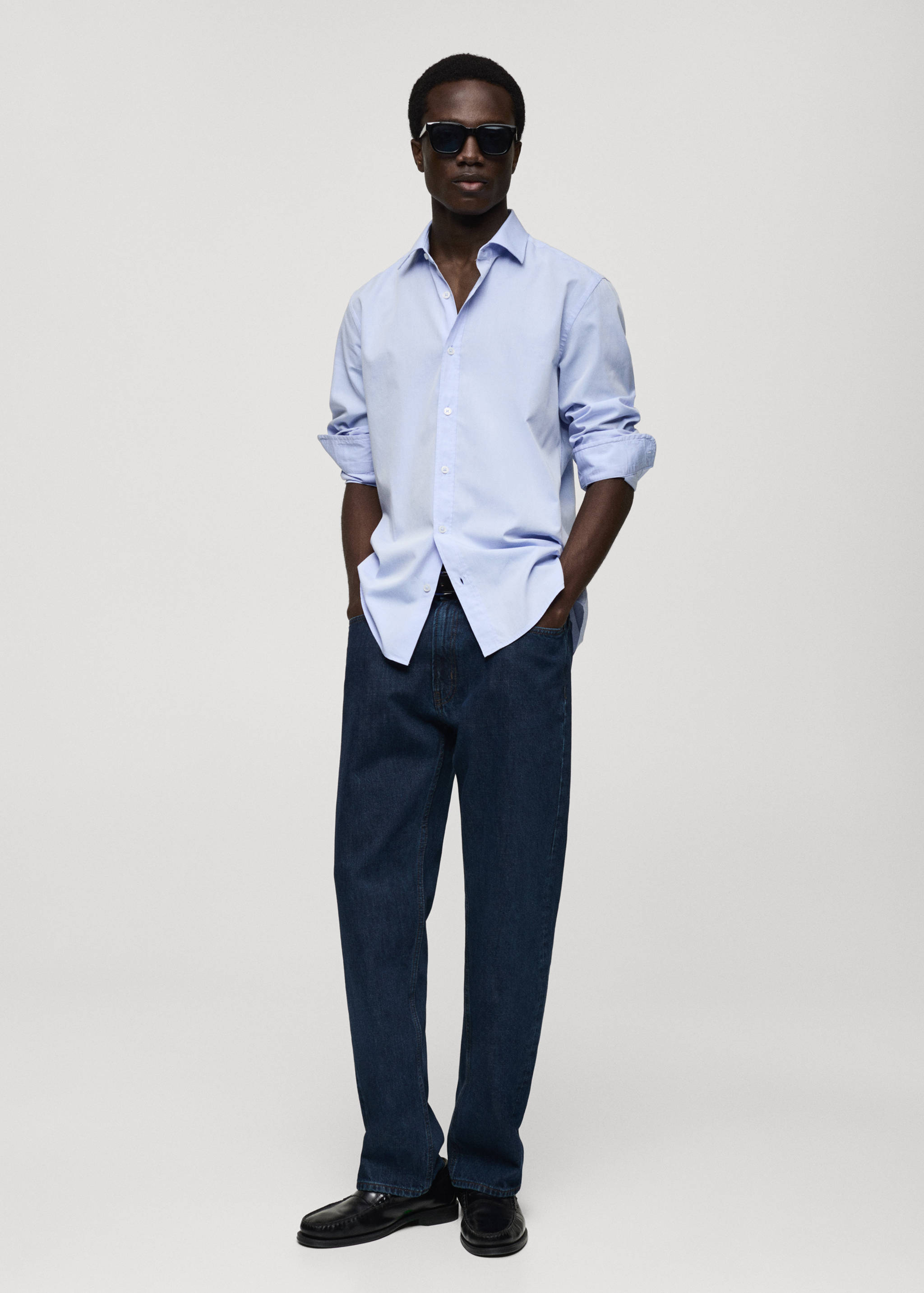 Regular Fit-Hemd aus Fil-à-Fil-Baumwolle - Allgemeine Ansicht