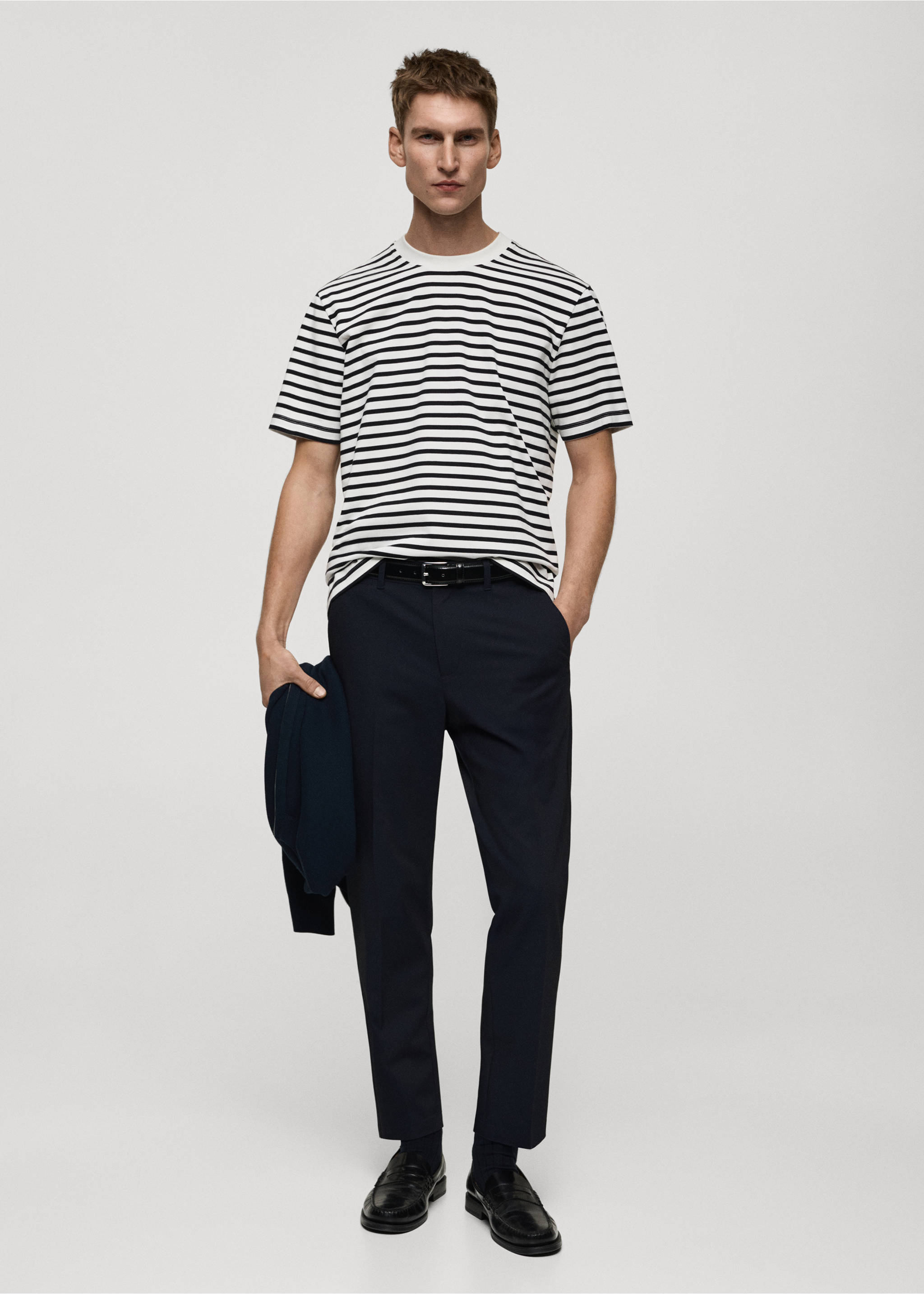 100% cotton striped t-shirt - General plane, Ecru. Ref: 87082890-00.