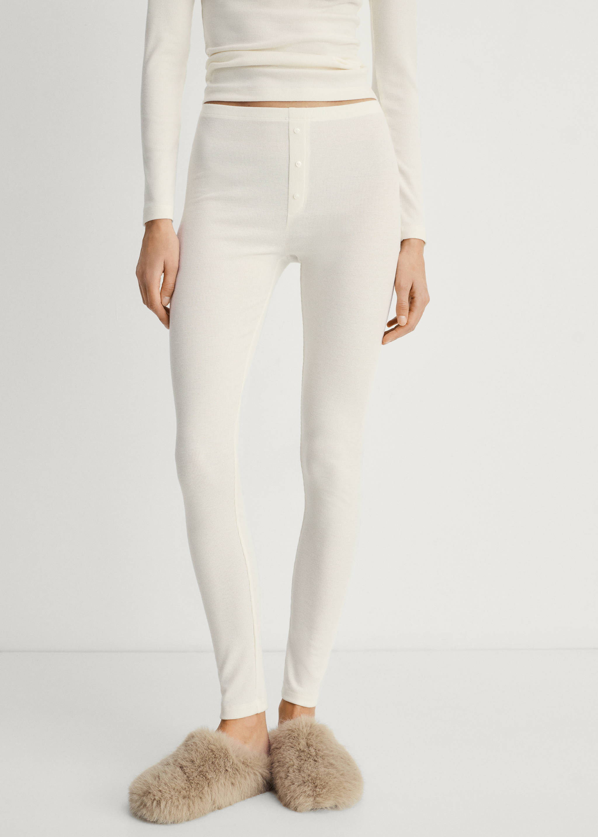 Long rib-knit pants - Medium plane