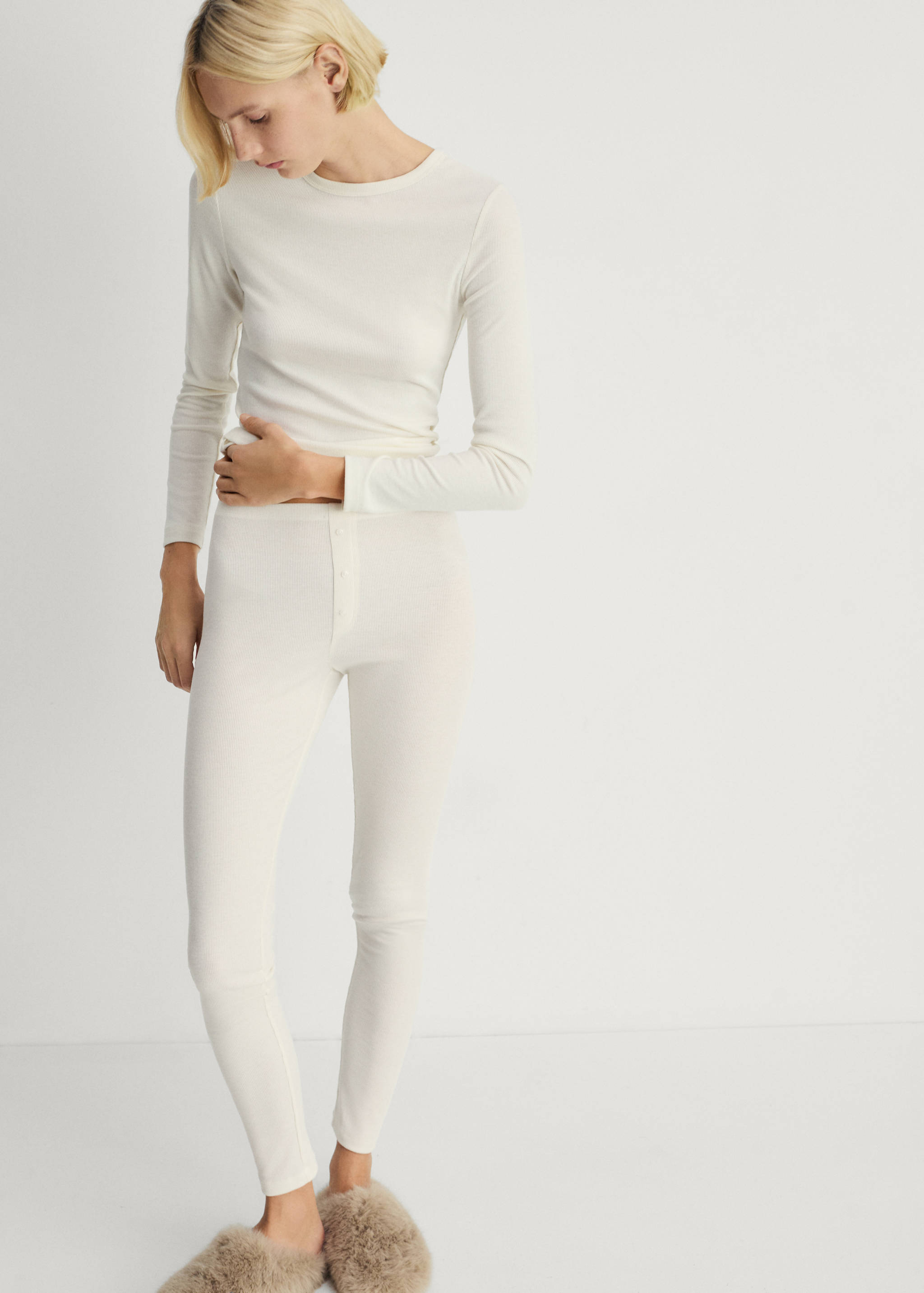 Long rib-knit pants - Details of the article 2