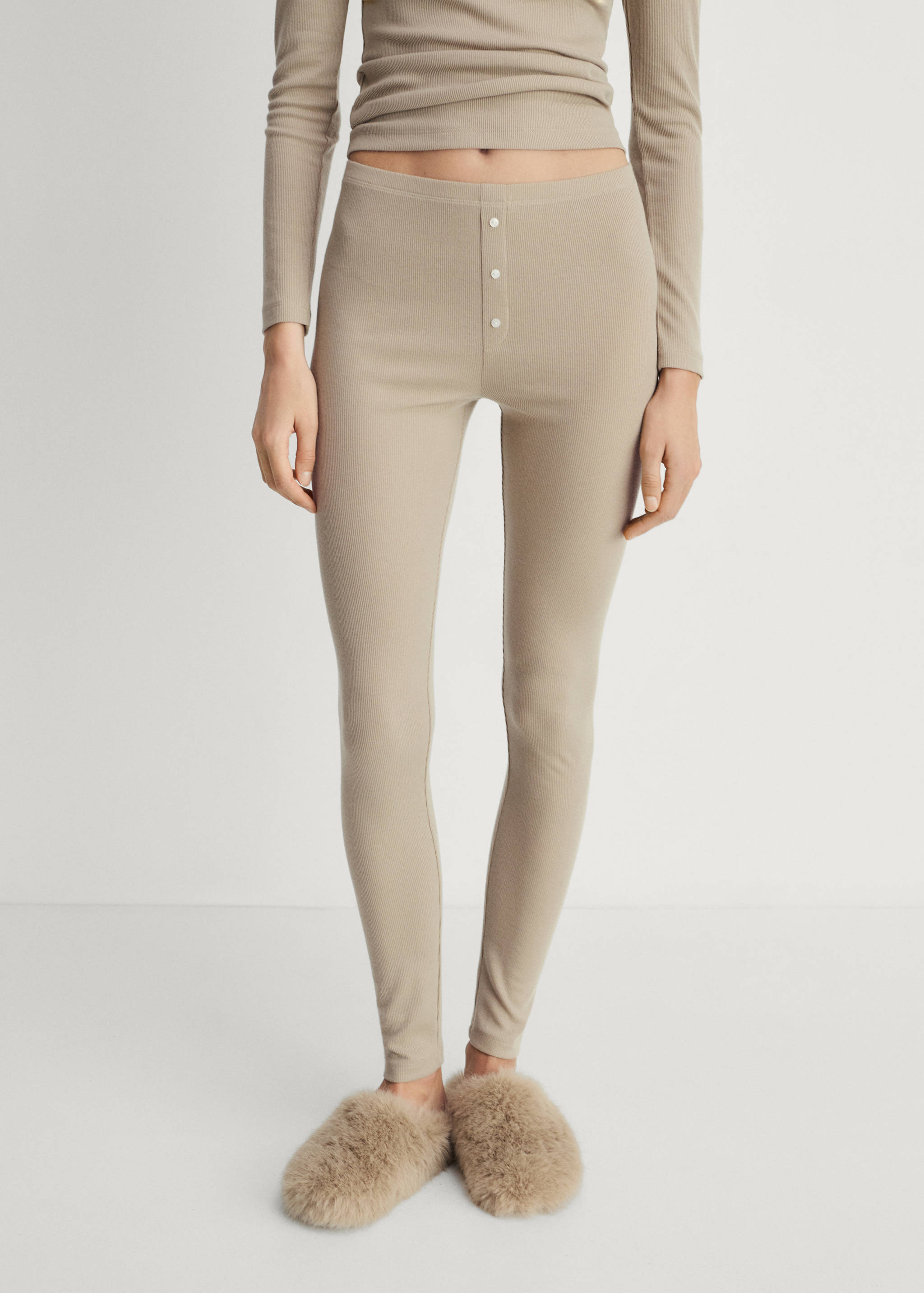 Long rib-knit pants - Medium plane