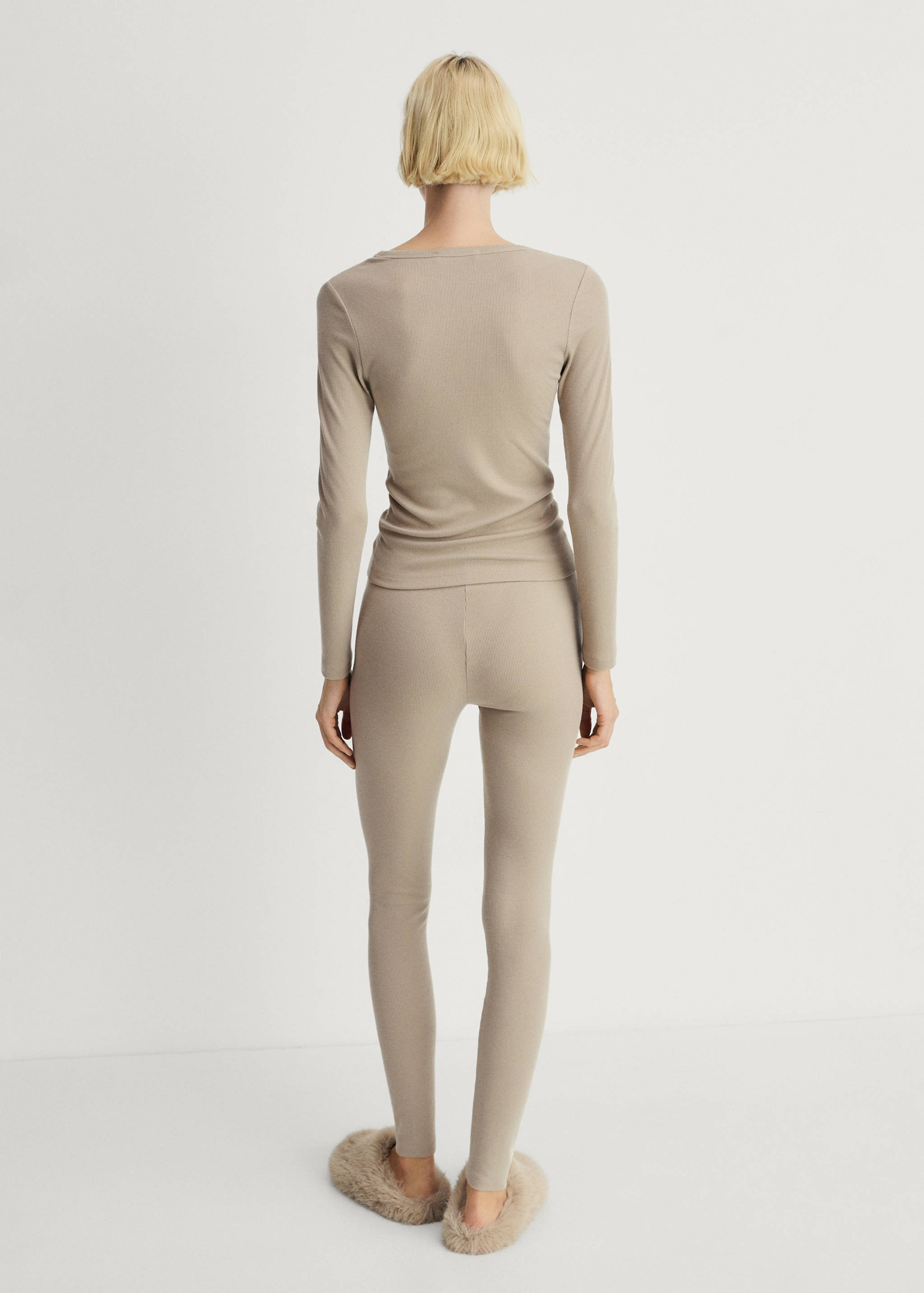 Long rib-knit pants - Reverse of the article