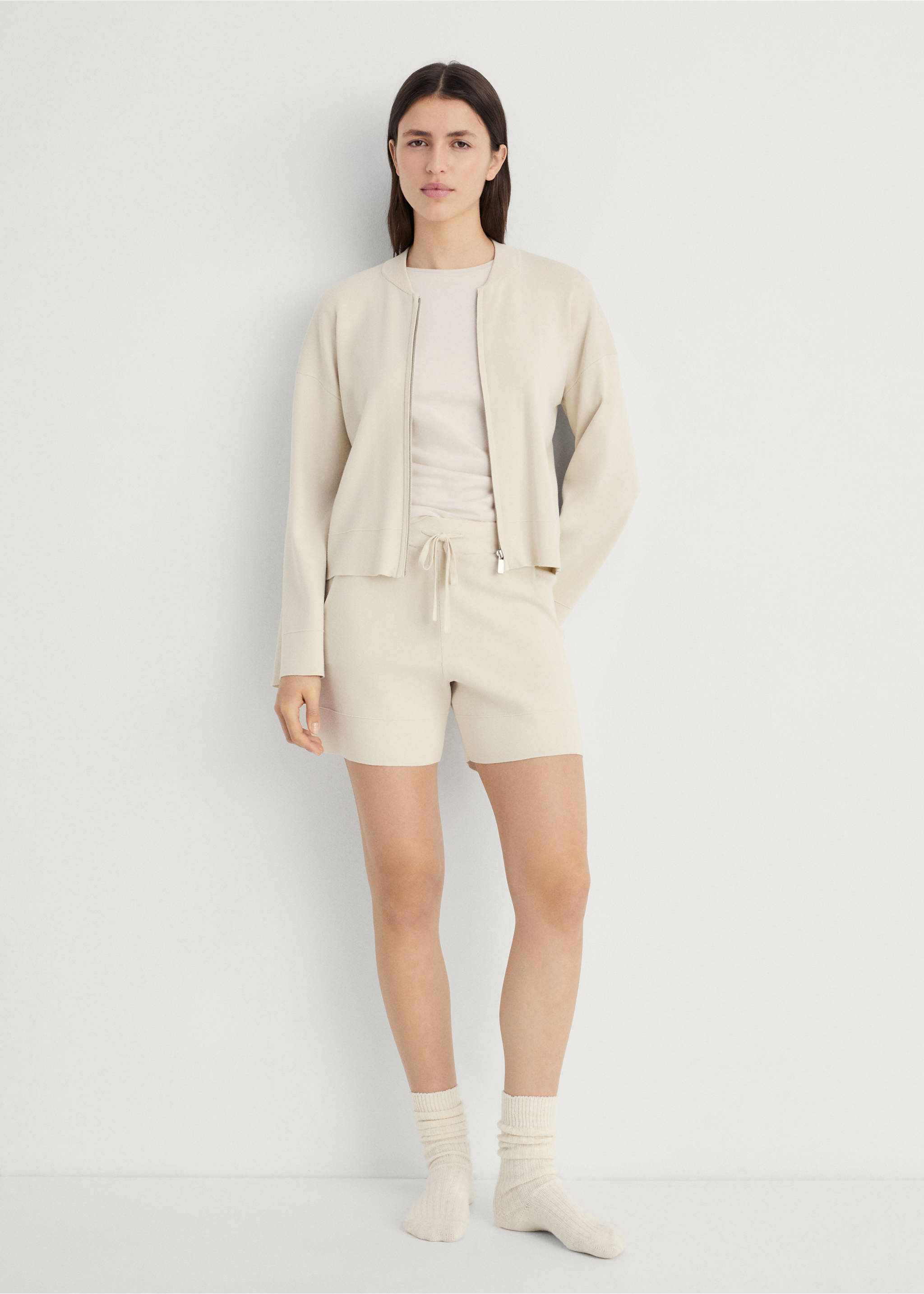 Rippstrick-Shorts - Allgemeine Ansicht, Hellgrau/Pastellgrau. Ref: 87082896-00.