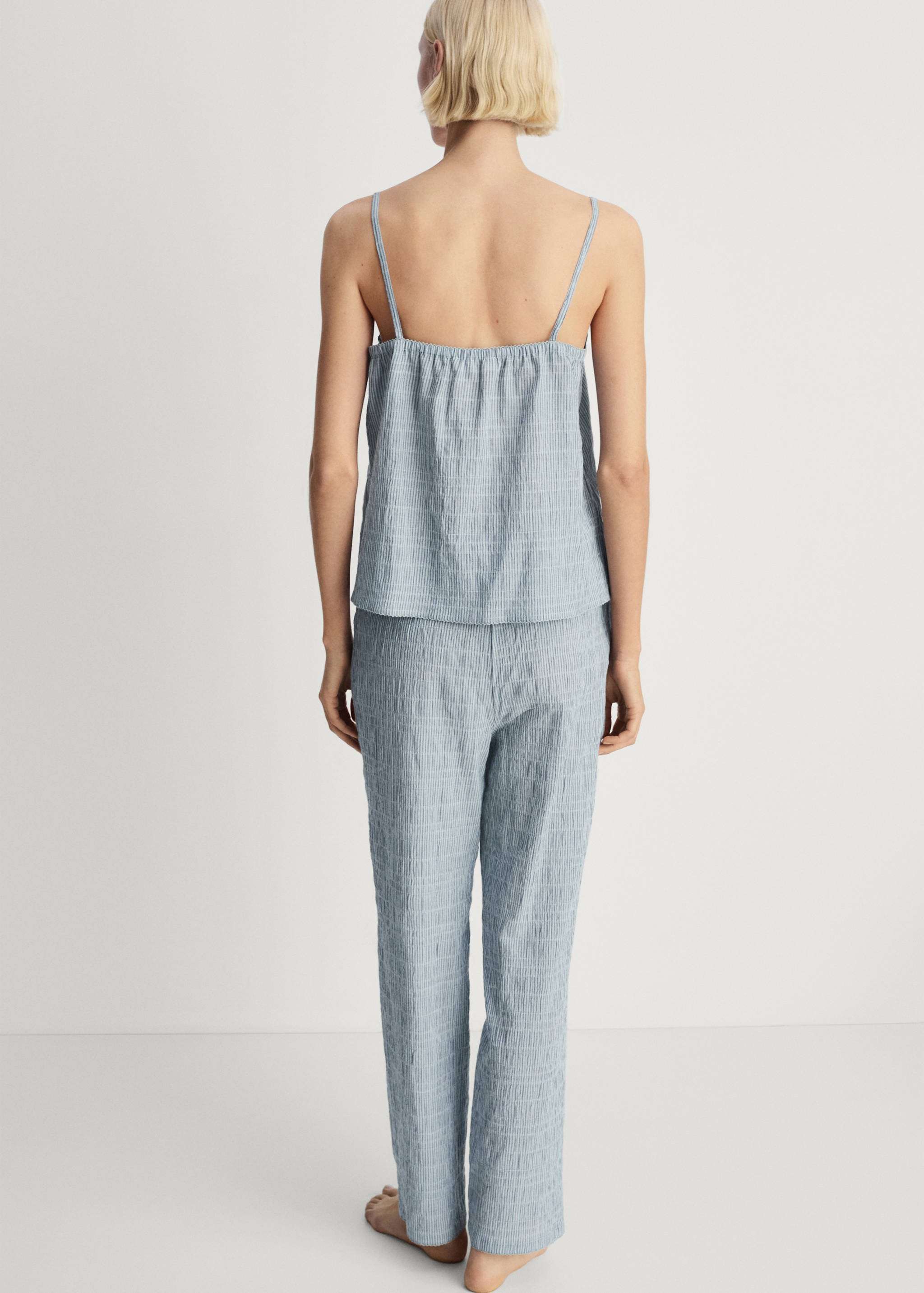 Hose Baumwolle gestreift gewebt Seersucker - Rückseite des Artikels