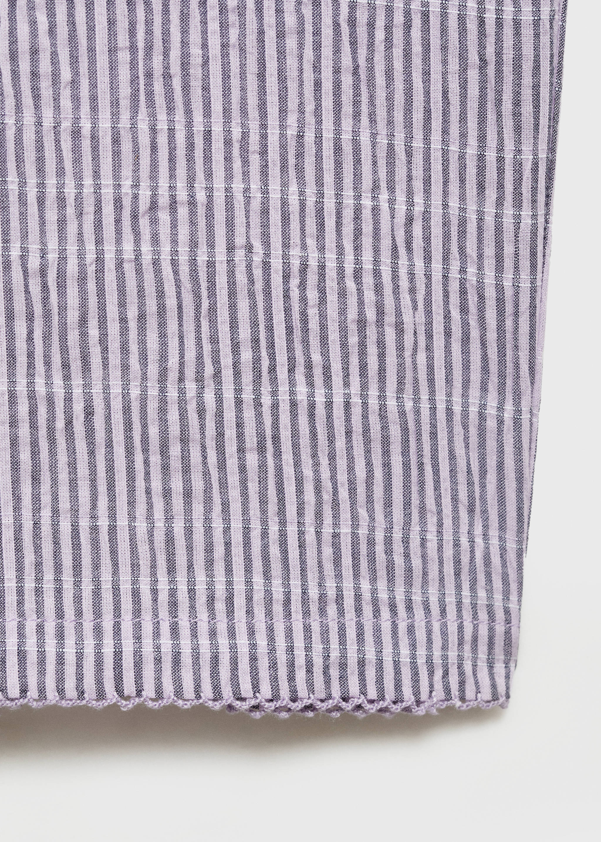 Cotton striped woven seersucker trousers - Details of the article 0