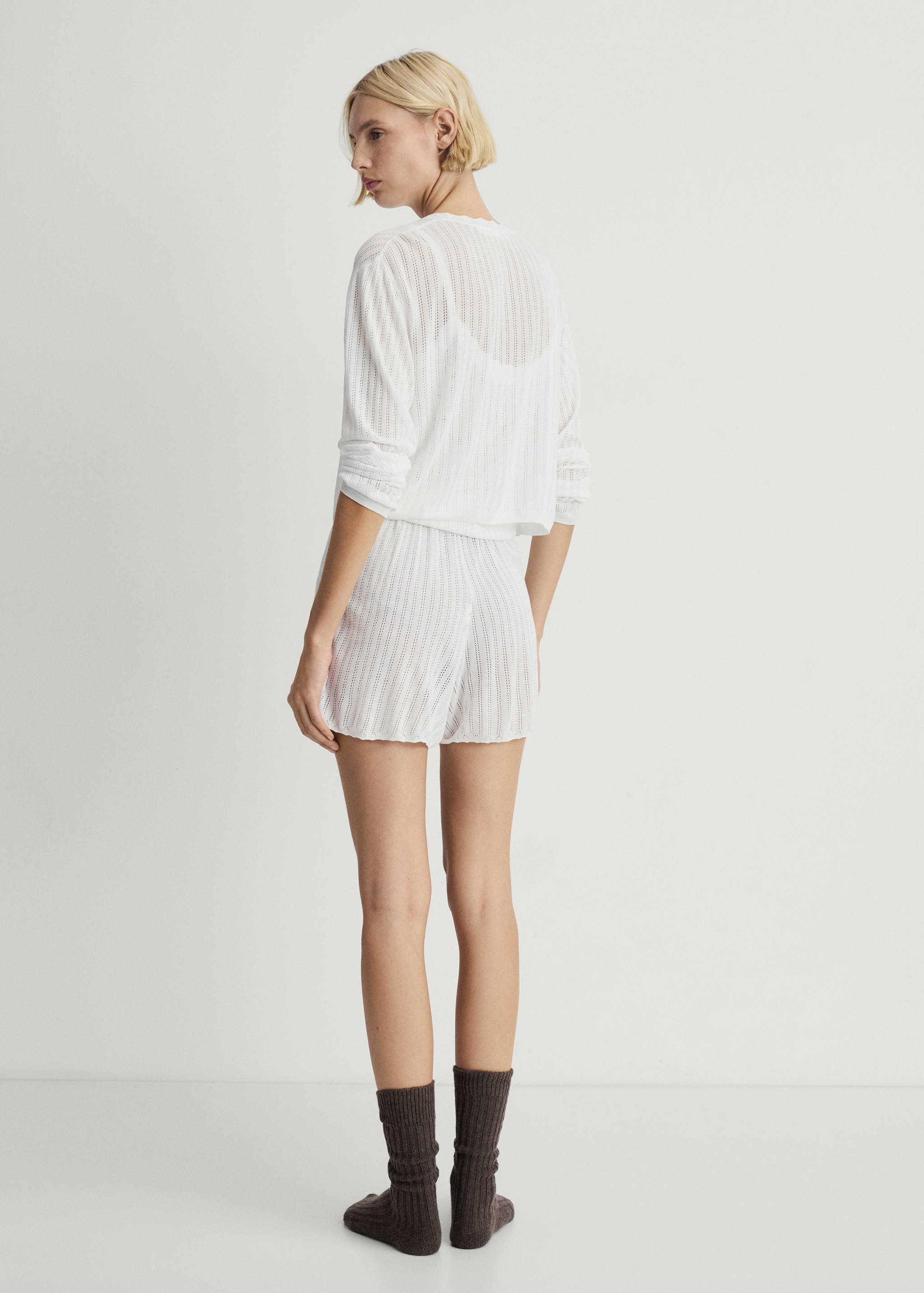 Cardigan de pyjama détail en maille ajourée - Verso de l’article