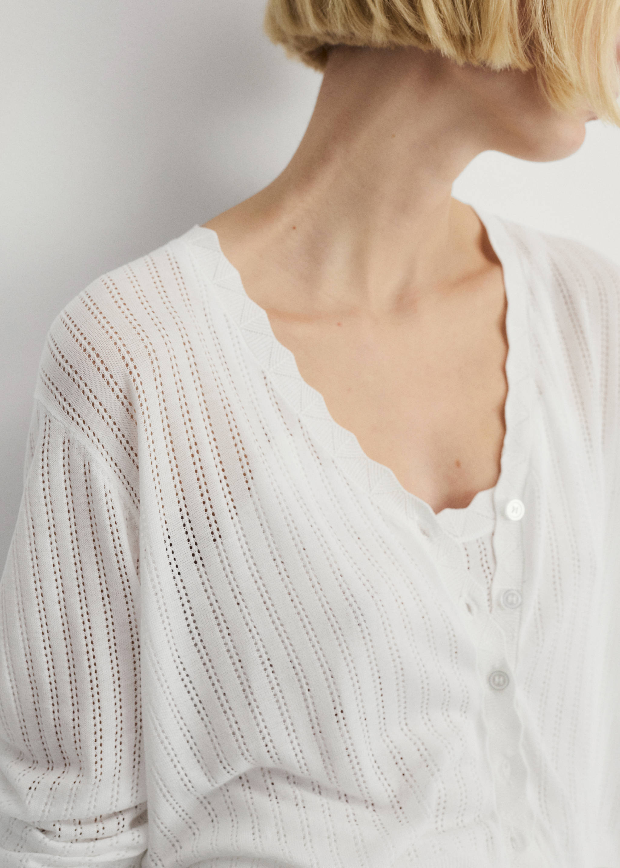 Cardigan de pyjama détail en maille ajourée - Détail de l'article 1