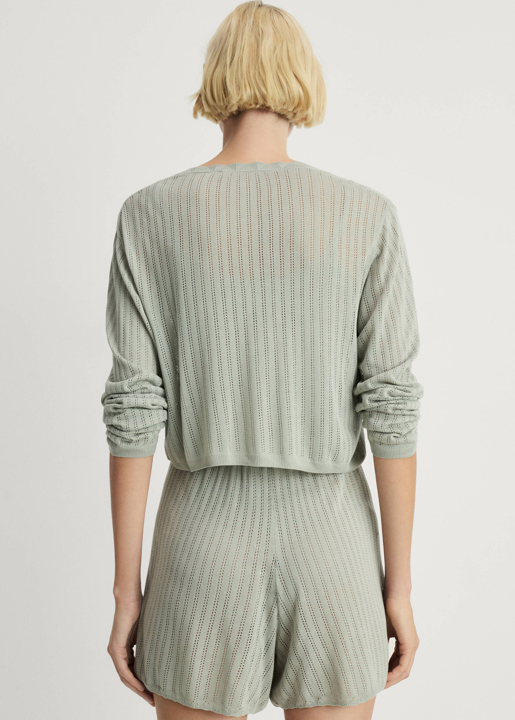 Pyjama cardigan with openwork detail - Reverse of the article