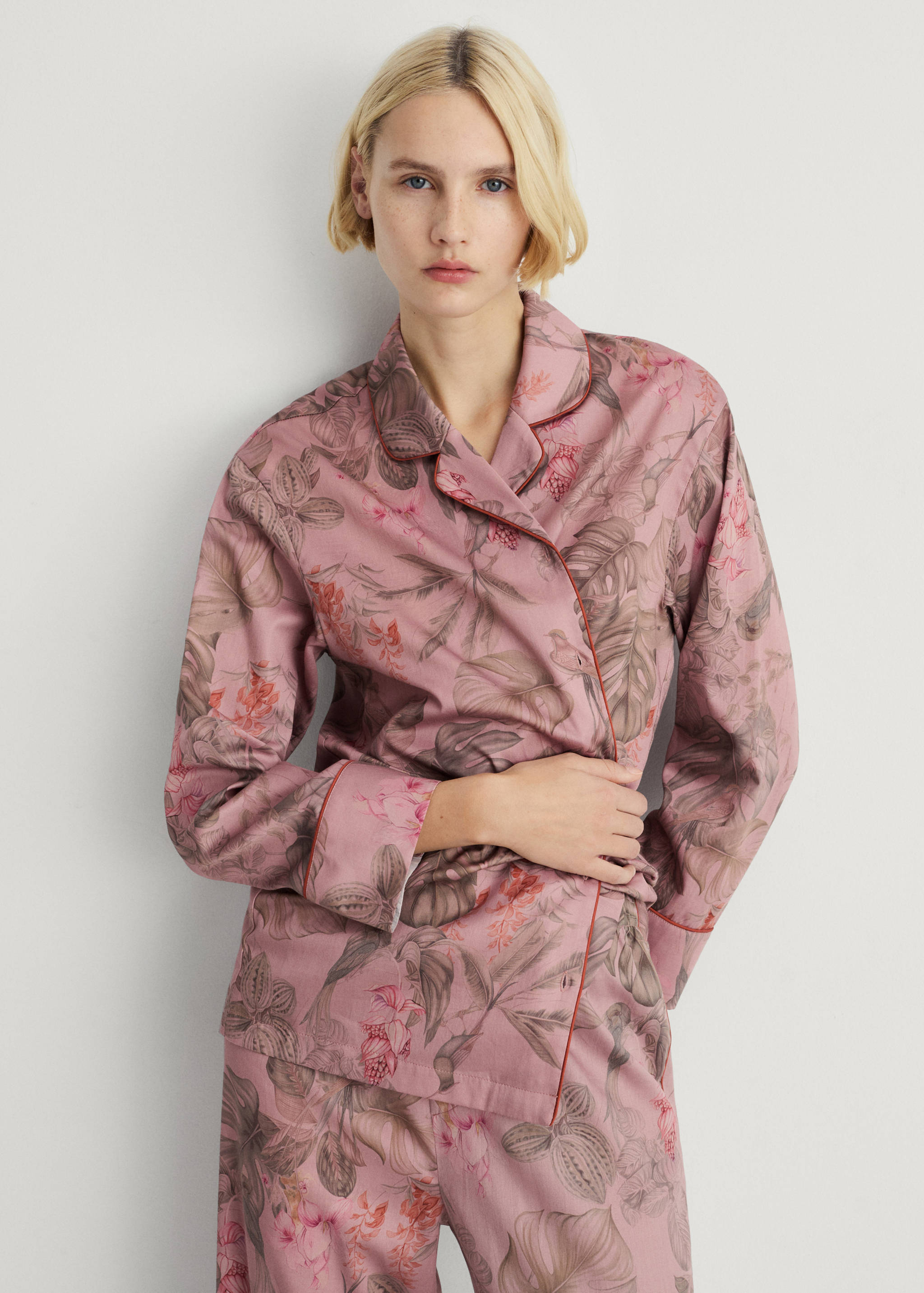 Tropical-print pyjama shirt - Medium plane