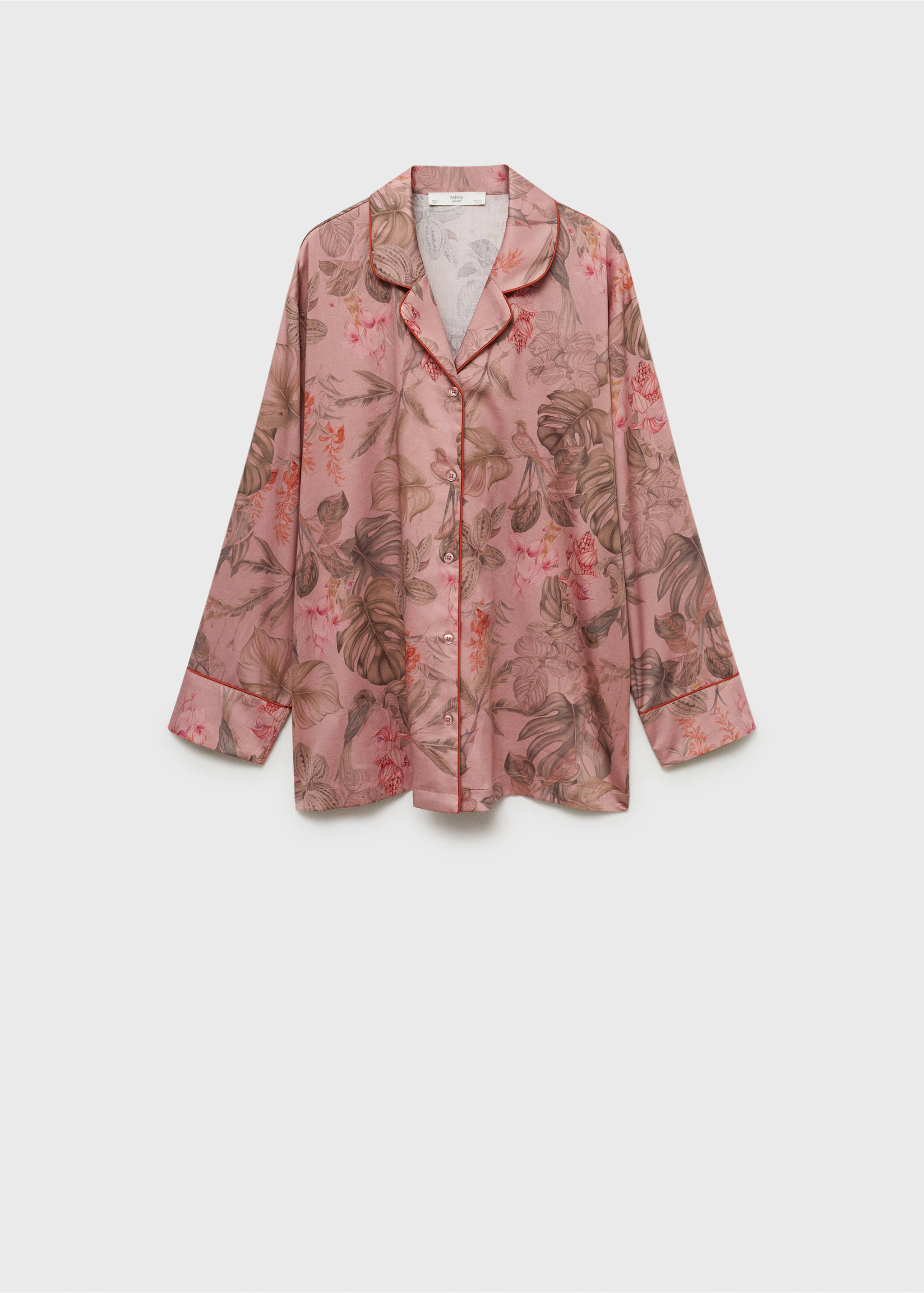 Tropical-print pyjama shirt - Article without model, Medium Pink. Ref: 87082917-00.