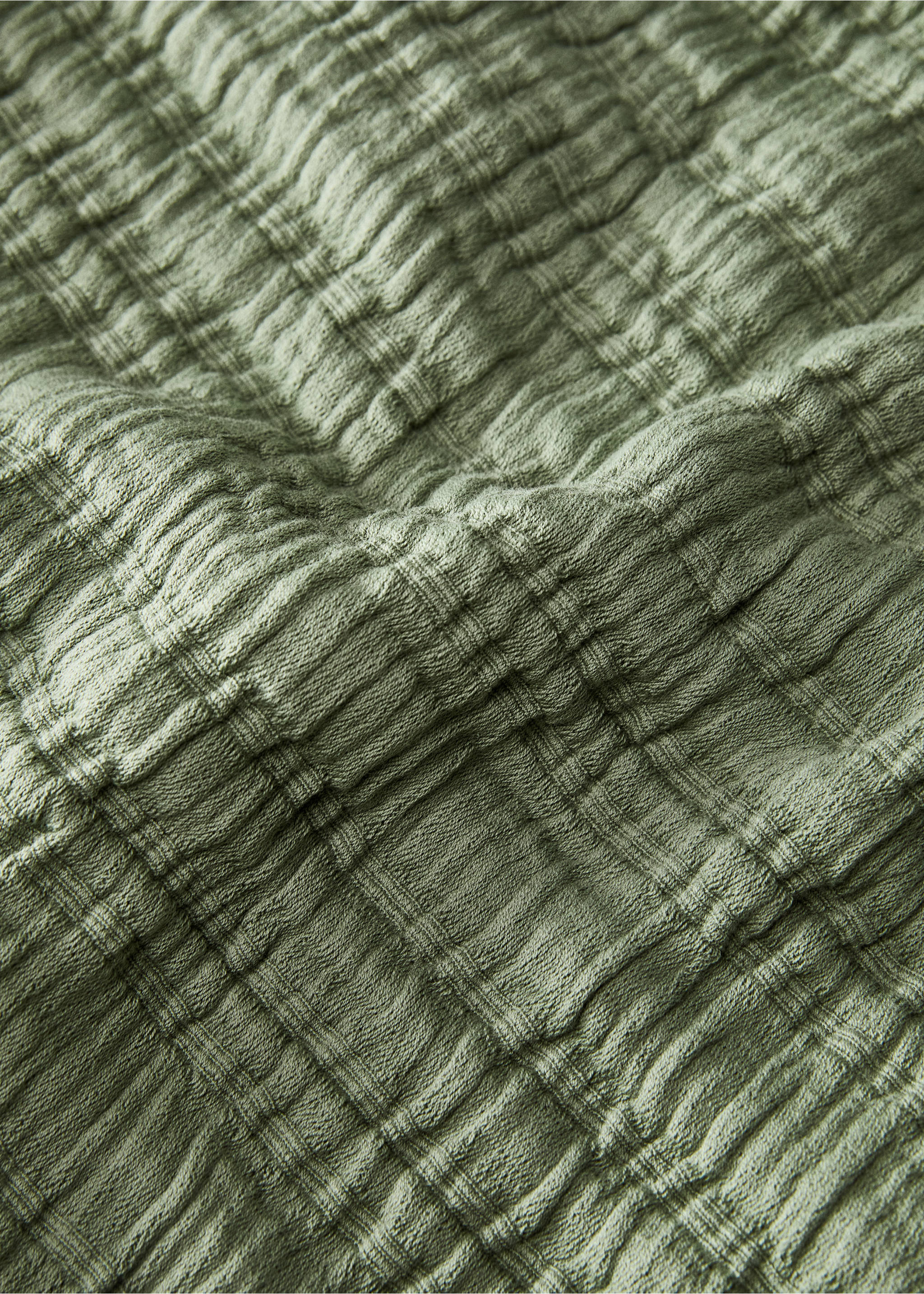 Cotton jacquard bedspread with stripes for 90/105 cm bed - Details of the article 1, Forest Green. Ref: 87082919-00.