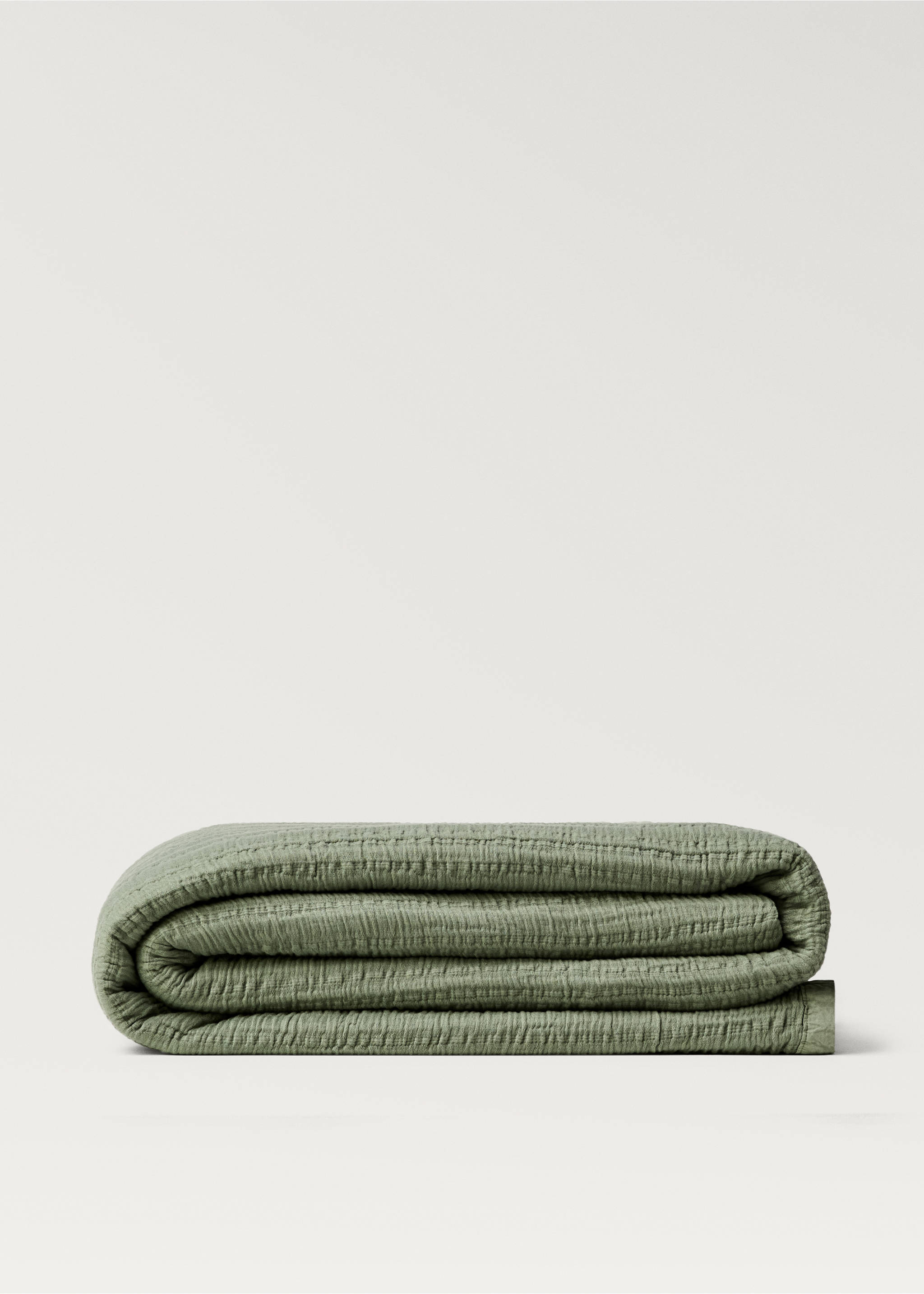 Cotton jacquard bedspread with stripes for 90/105 cm bed - Article without model, Forest Green. Ref: 87082919-00.