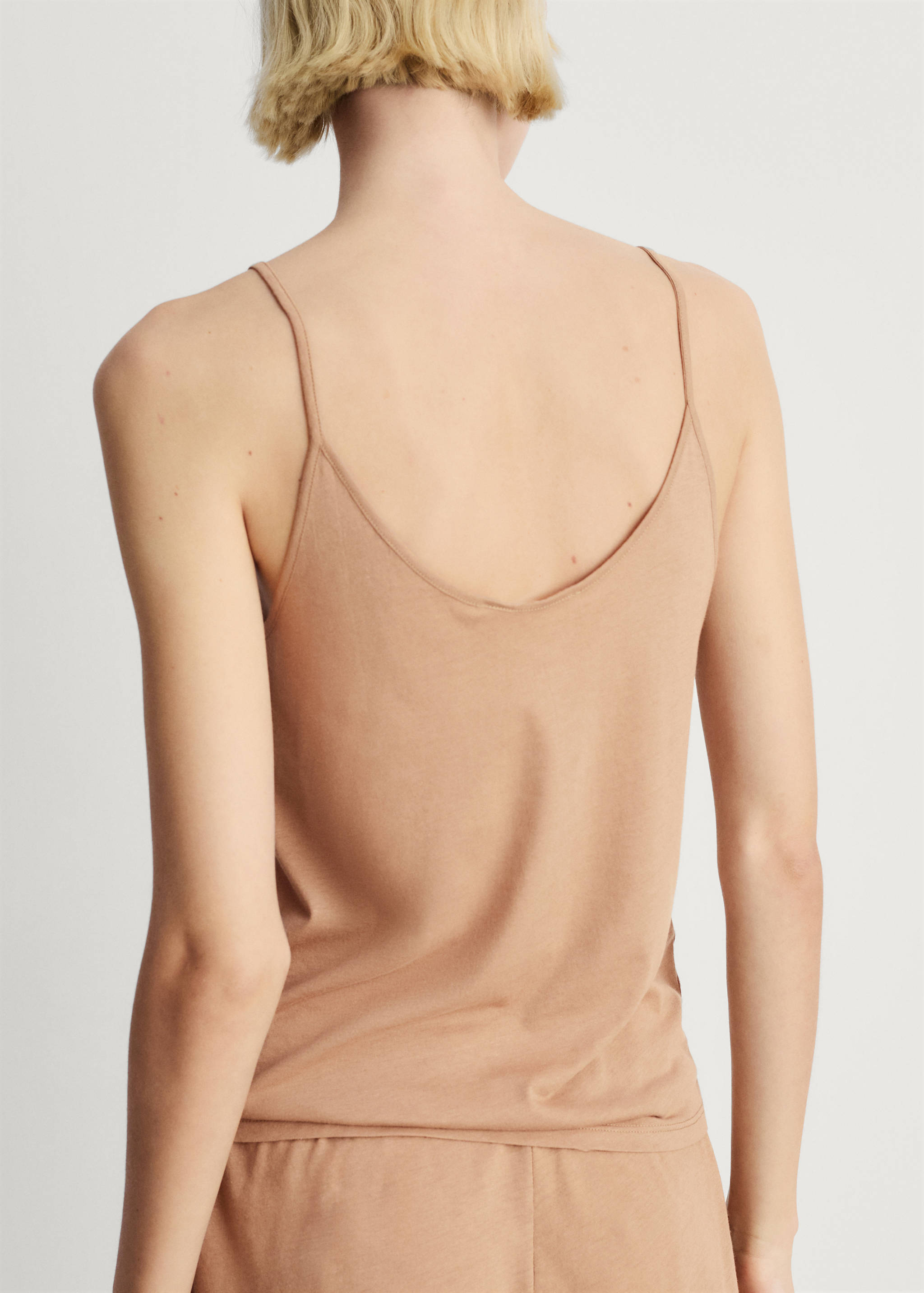 Cotton pyjama top with lace contrast - Reverse of the article