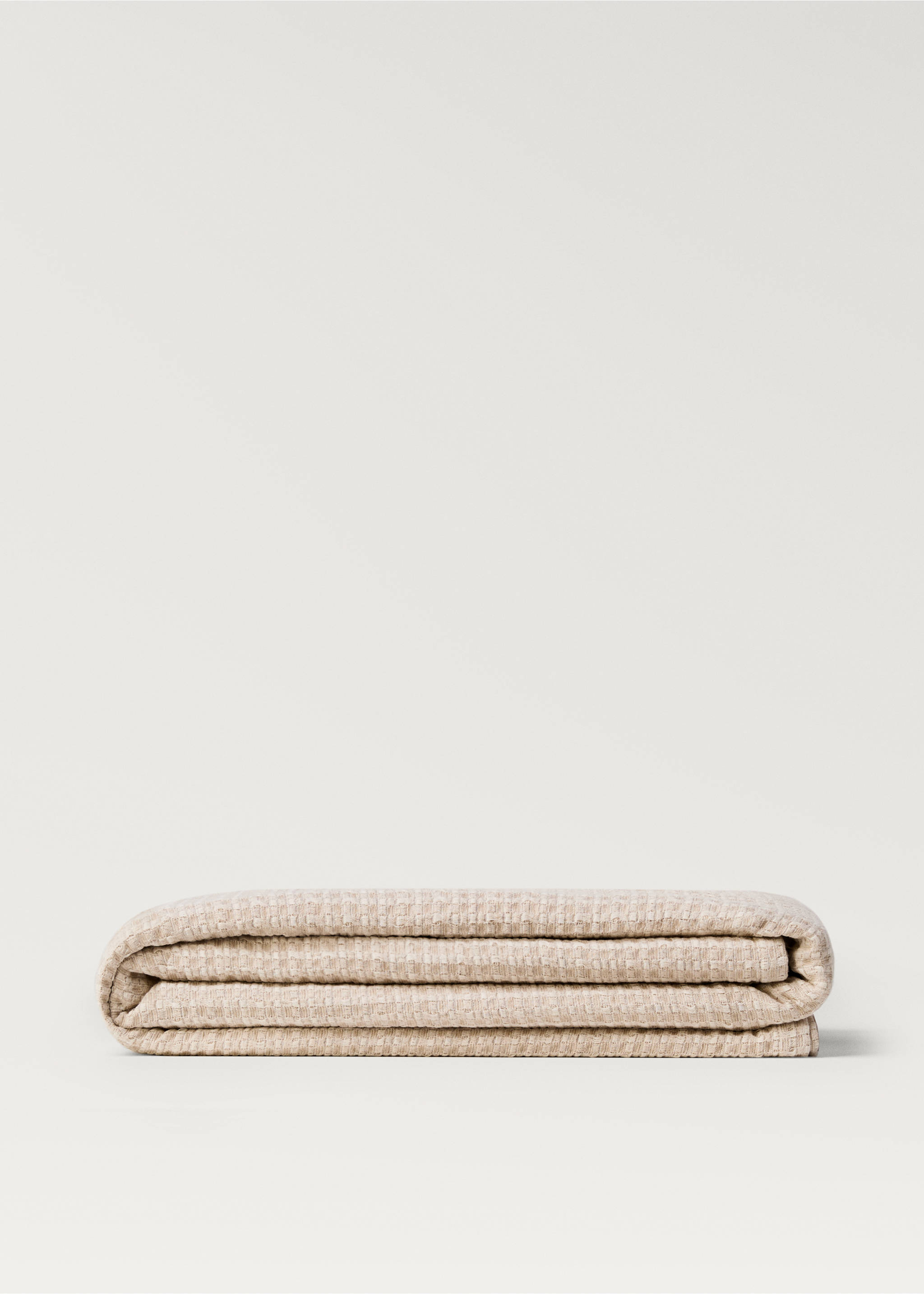 Textured cotton linen bedspread for 130/150 cm bed - Article without model, Beige. Ref: 87082940-00.