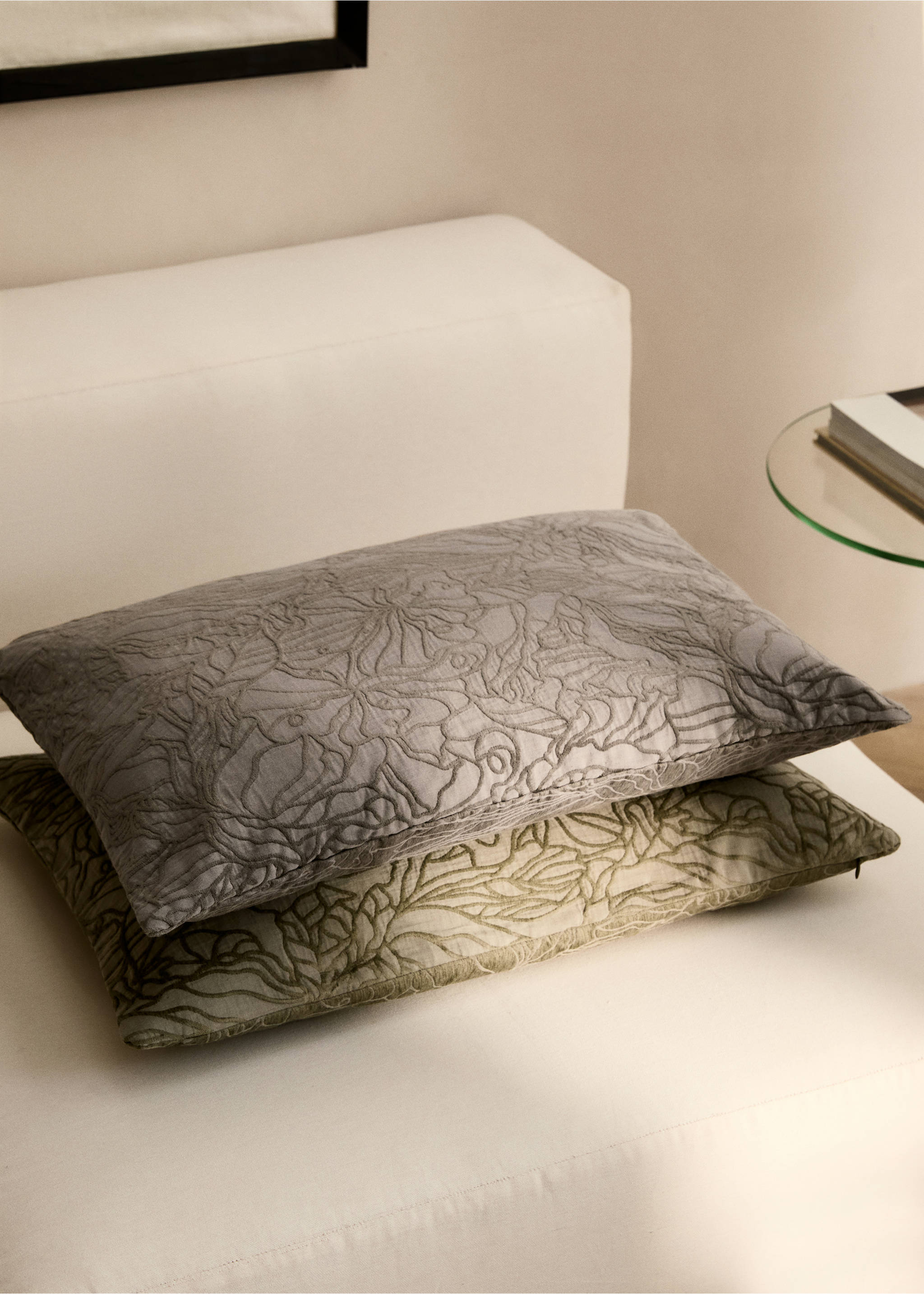 Housse de coussin tissu jacquard 40x60 cm - Plan général, Marron moyen. Ref: 87082947-00.