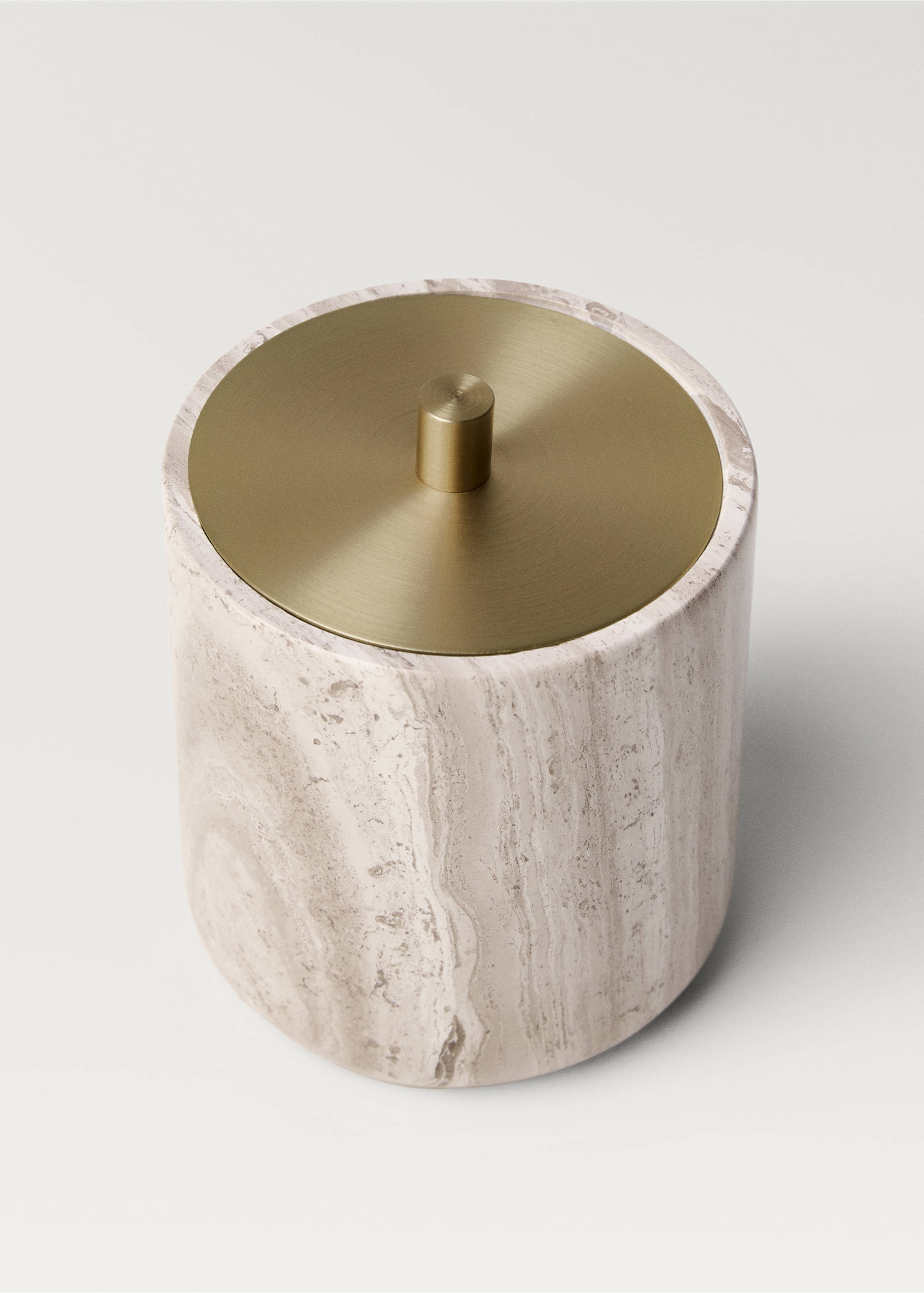 Marble bathroom jar with metal lid - Details of the article 2, Light/Pastel Grey. Ref: 87082957-00.