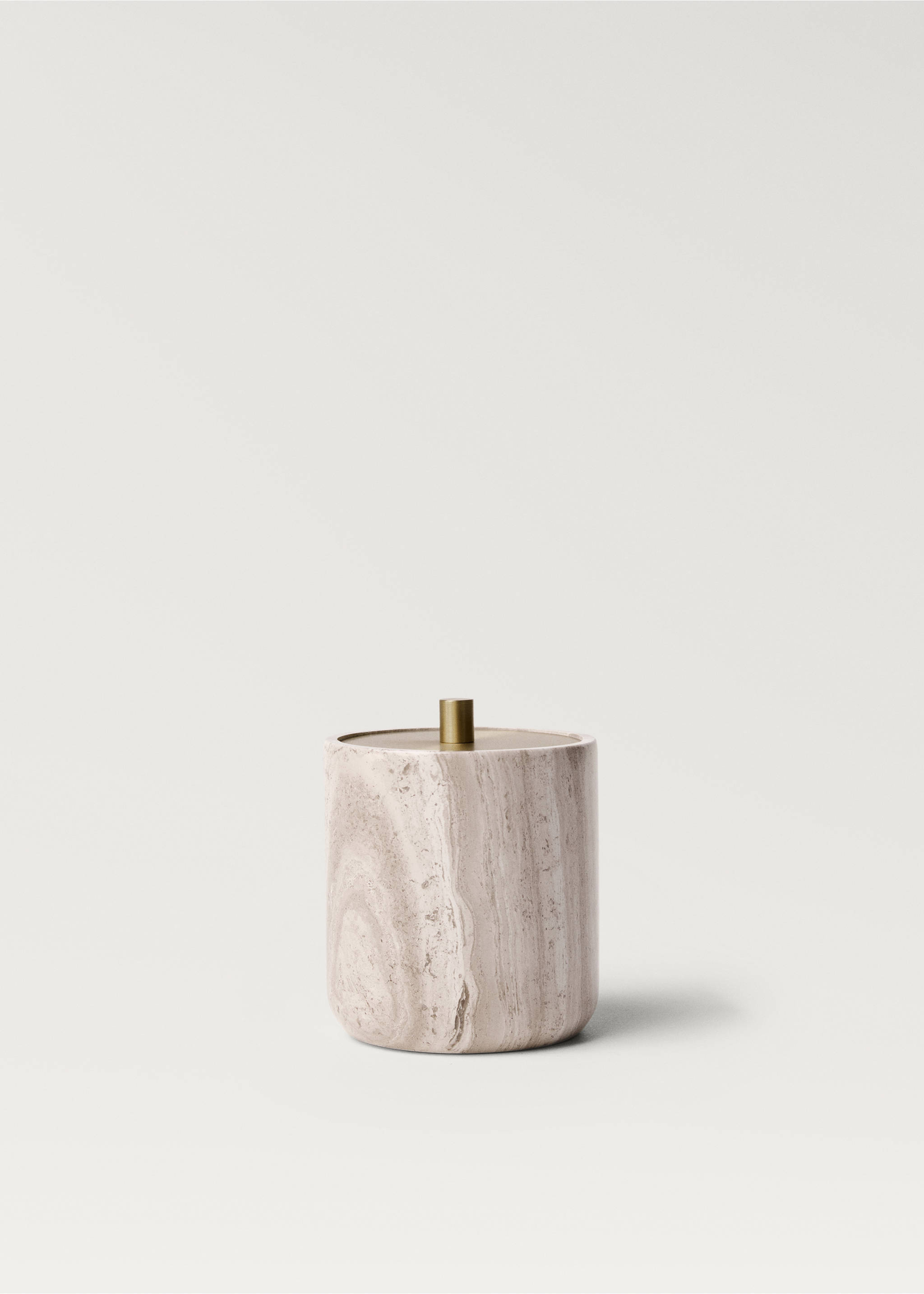 Marble bathroom jar with metal lid - Article without model, Light/Pastel Grey. Ref: 87082957-00.