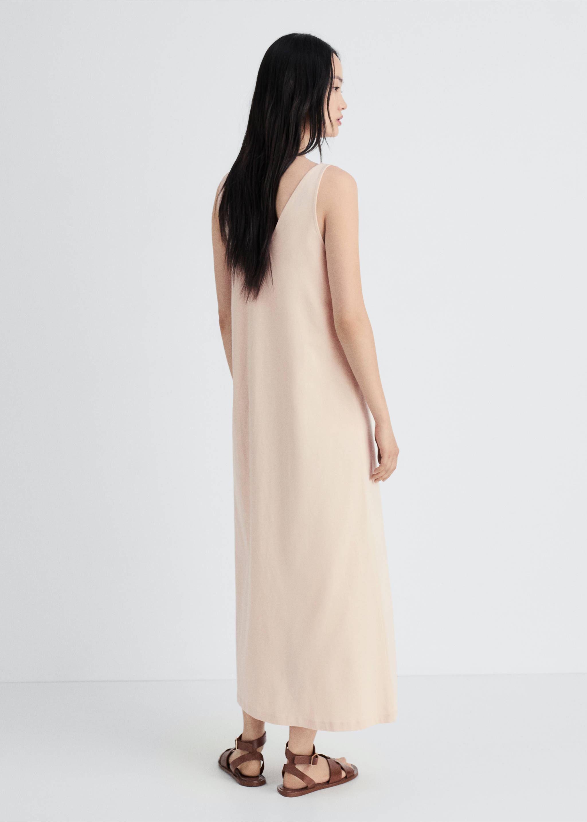 Cotton dress with soft finish - Reverse of the article, Salmon. Ref: 87082971-00.