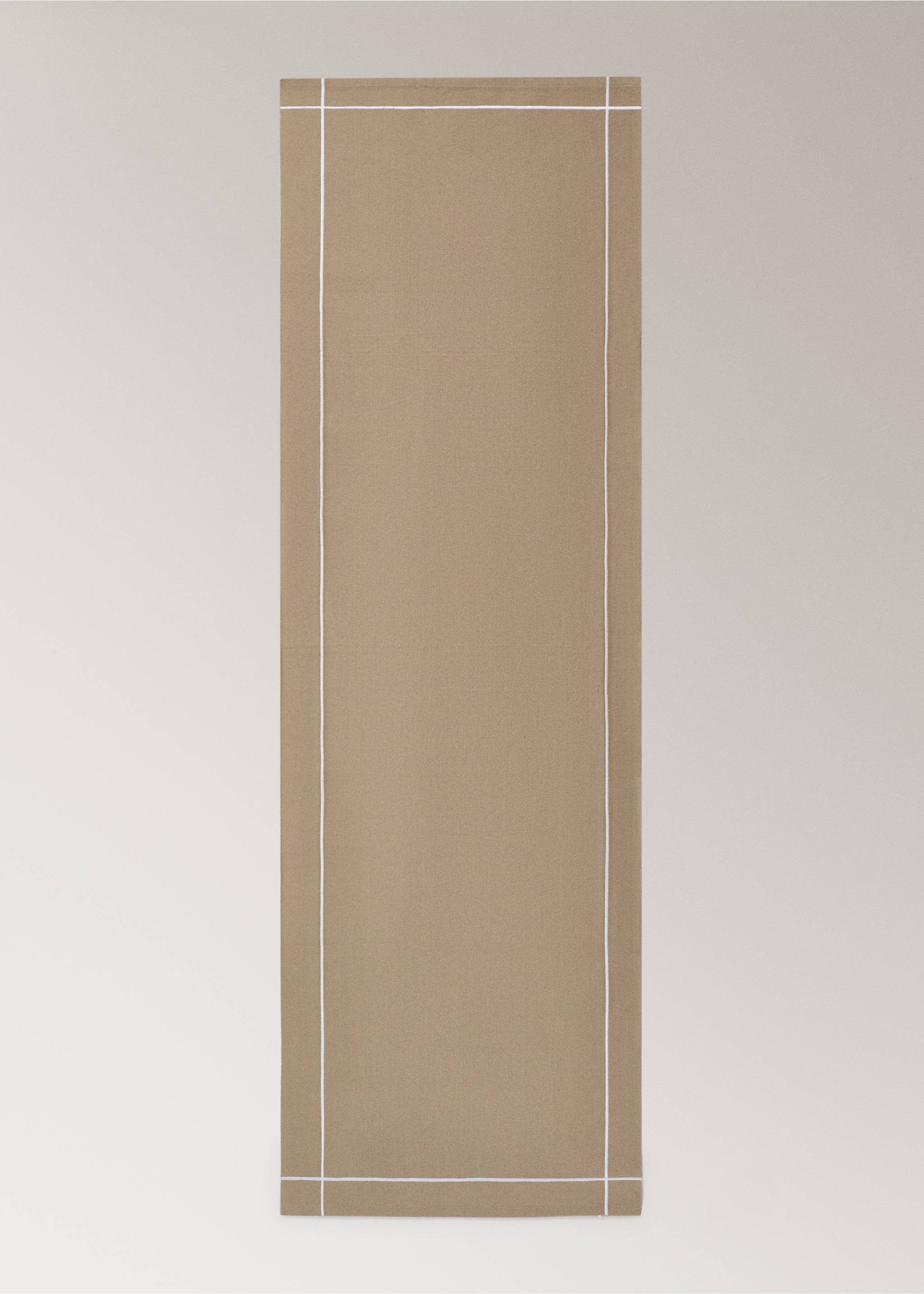 Beige table runner featuring an inset white border line., Sand. Ref: 87082977-00.