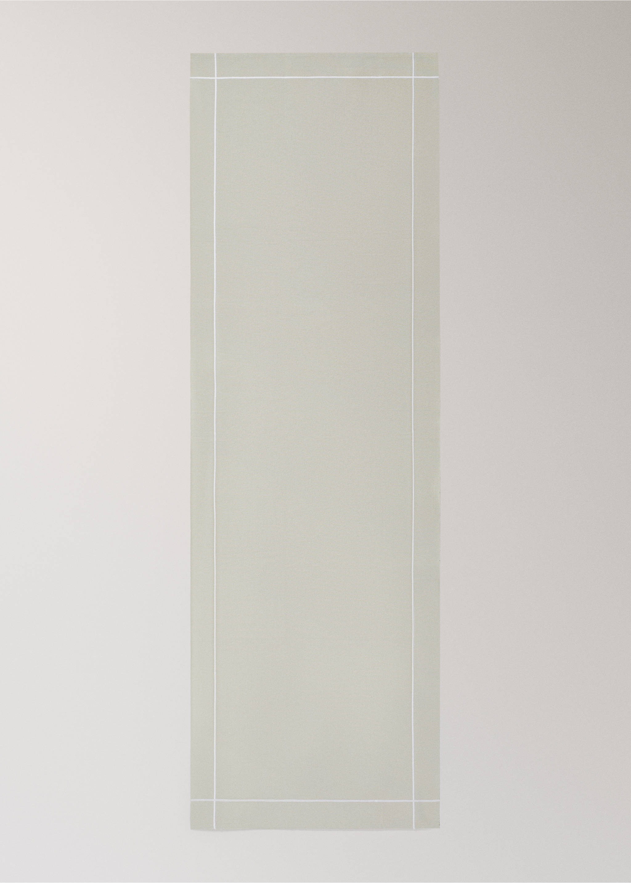 Light beige table runner with a contrasting white border line., Light/Pastel Grey. Ref: 87082977-00.