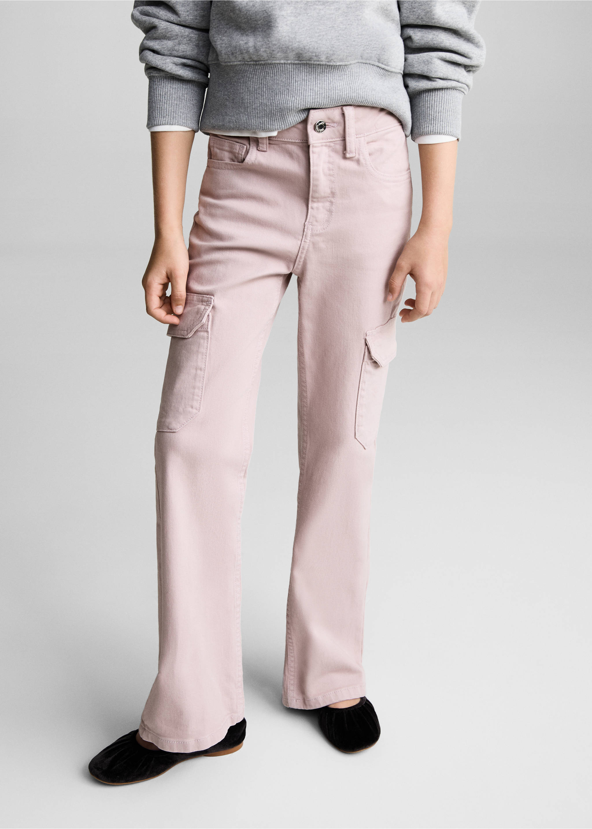 Flared cargo jeans - Medium plane, Light/Pastel Purple. Ref: 87083269-00.